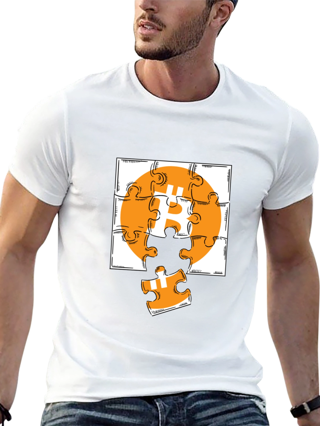 Bitcoin Puzzle Graphic Tee - Black Crypto Shirt