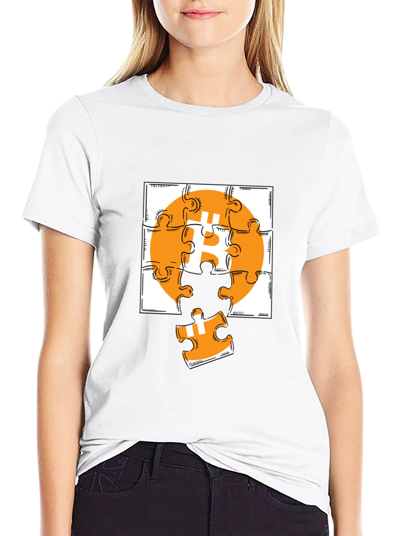 Bitcoin Puzzle Graphic Tee - Black Crypto Shirt