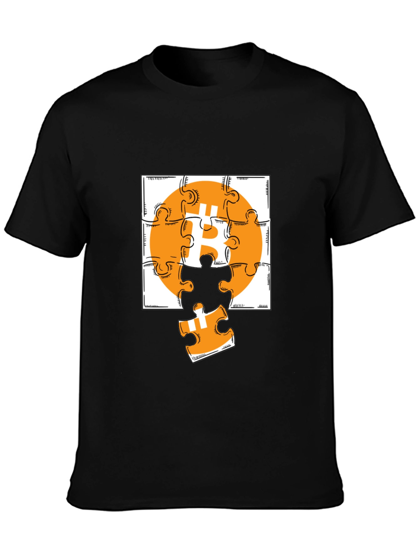 Bitcoin Puzzle Graphic Tee - Black Crypto Shirt