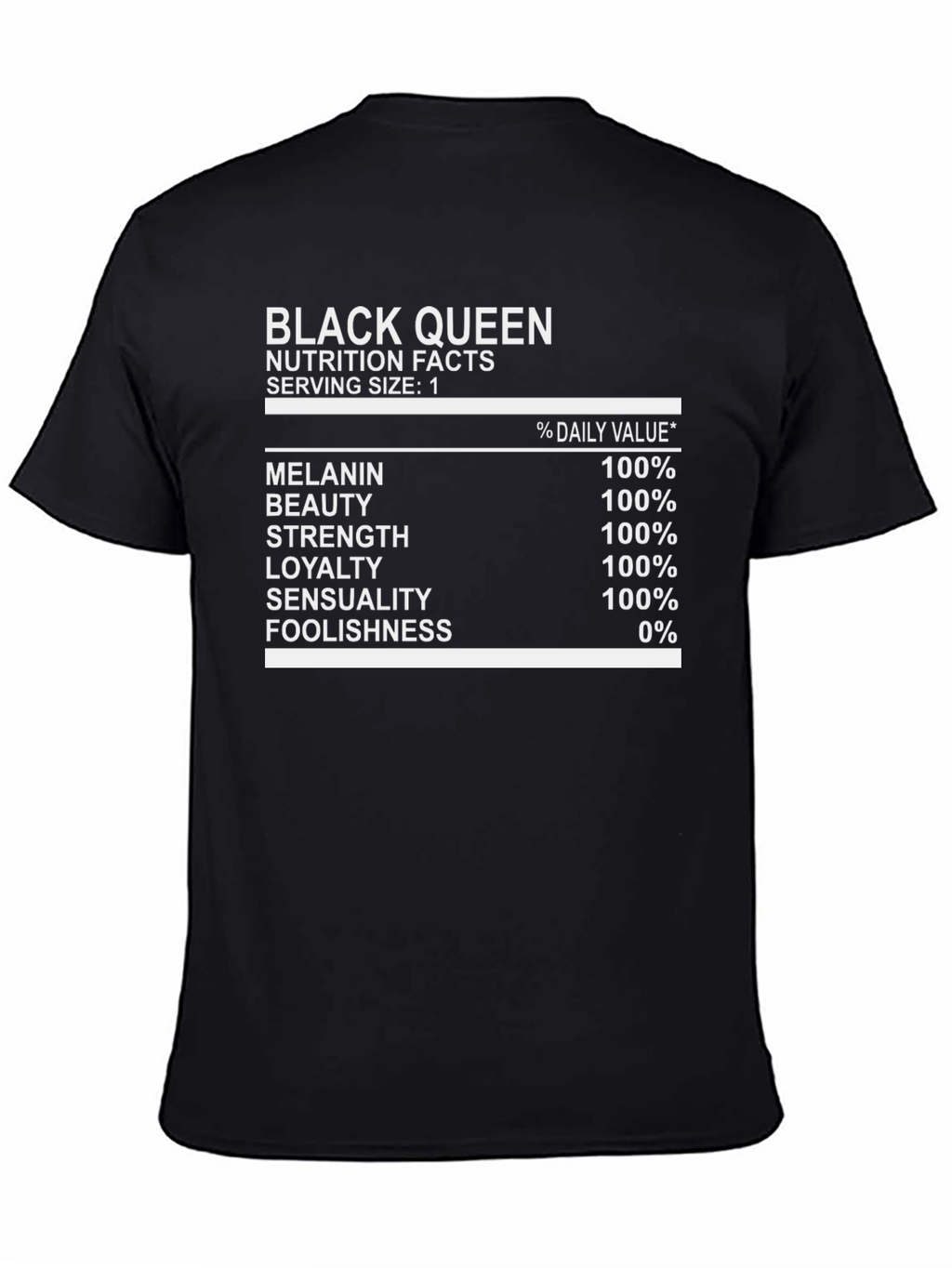 Black Queen Nutrition Facts Graphic Tee