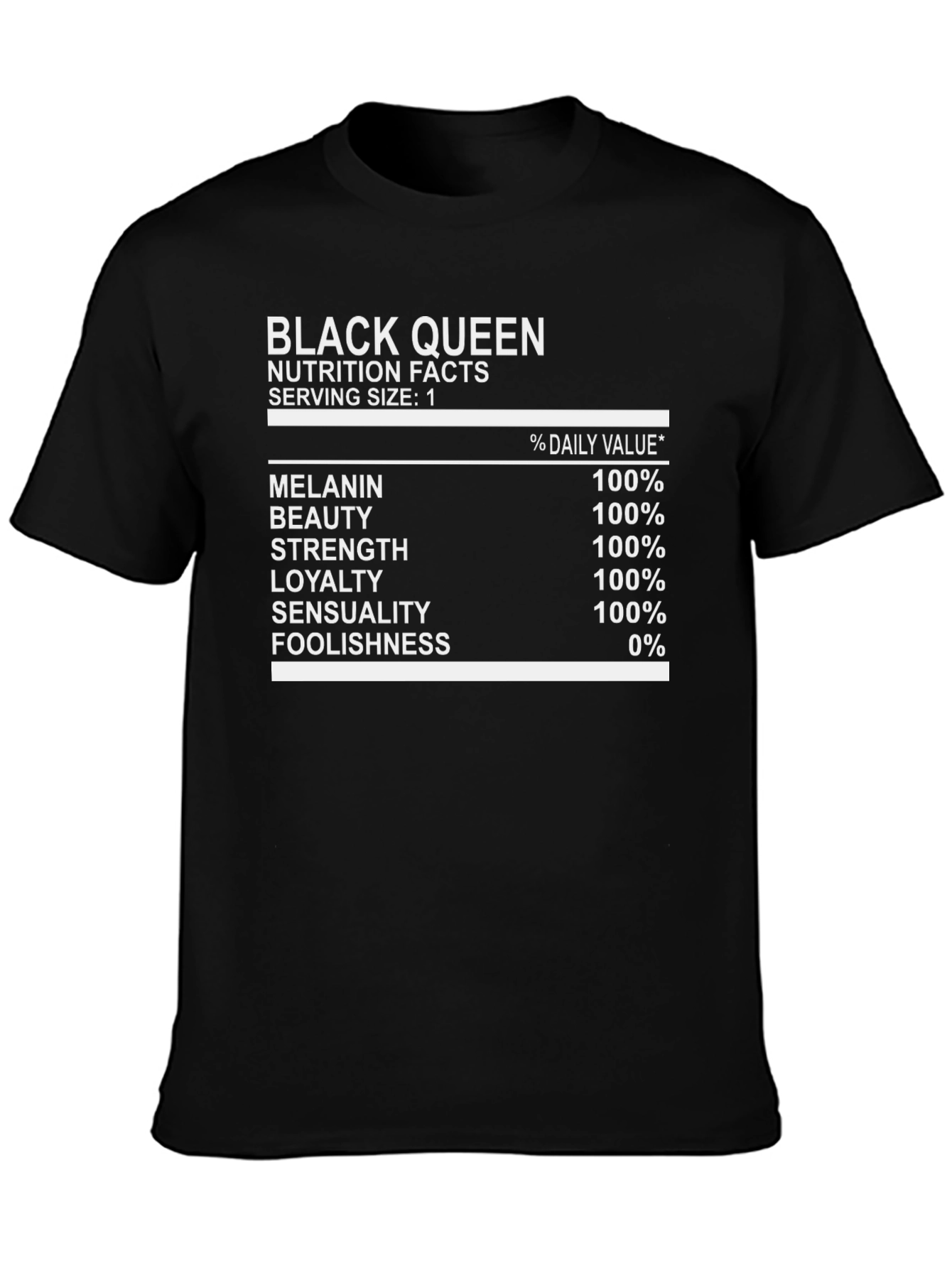 Black Queen Nutrition Facts Graphic Tee