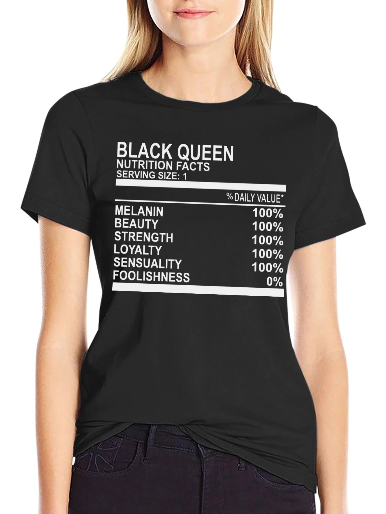 Black Queen Nutrition Facts Graphic Tee