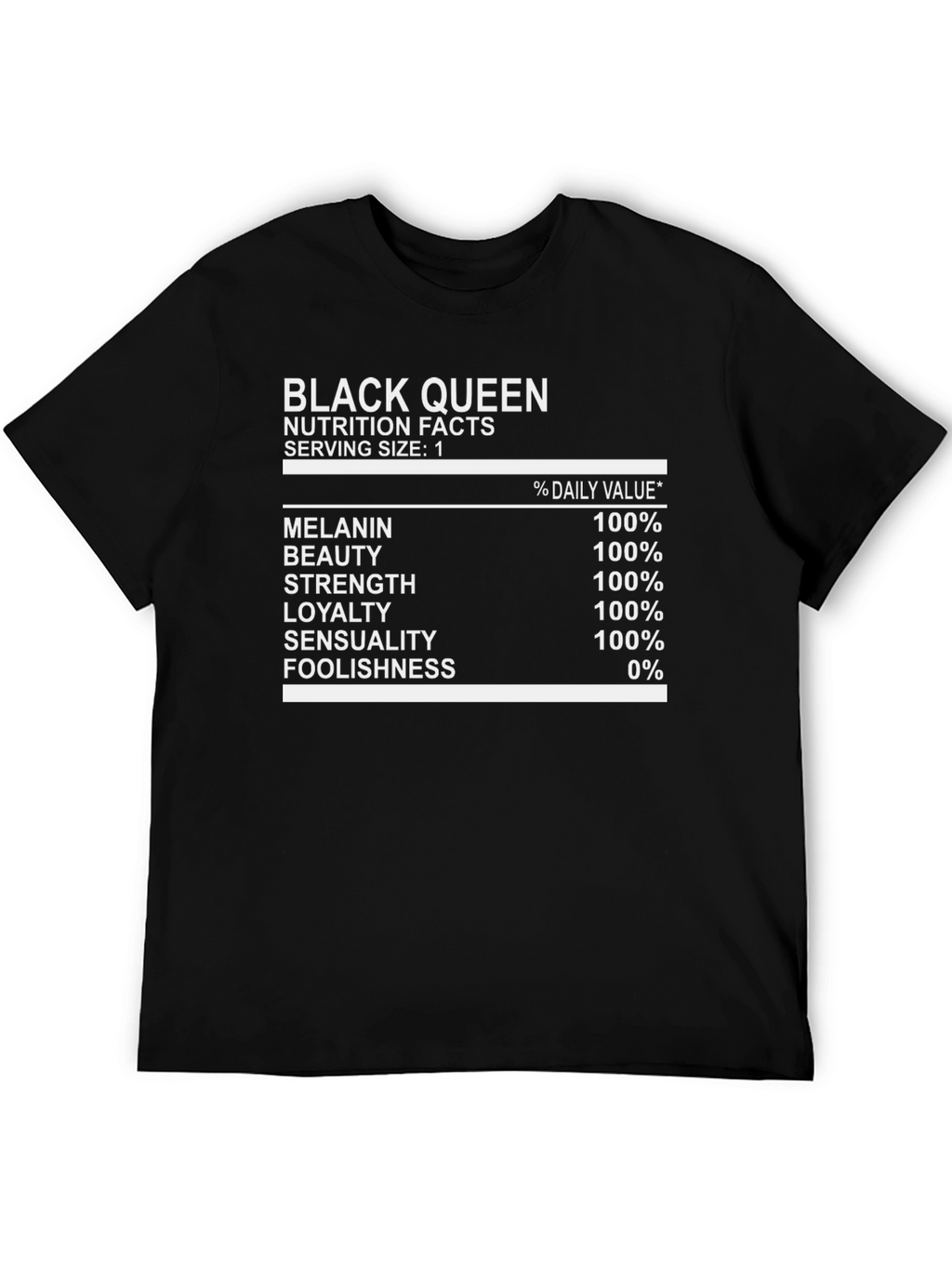 Black Queen Nutrition Facts Graphic Tee
