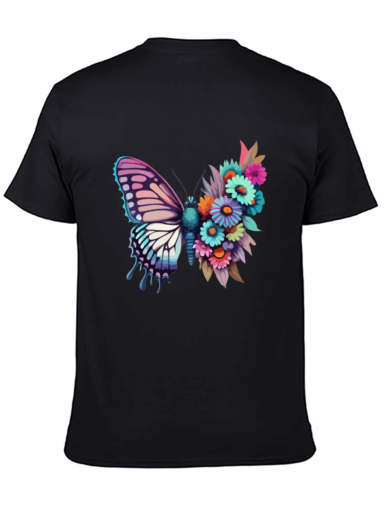 Butterfly Floral Graphic Tee - Black