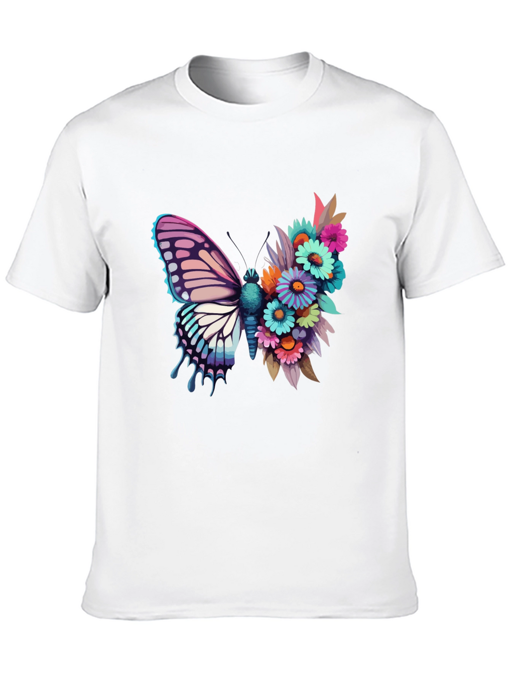 Butterfly Floral Graphic Tee - Black