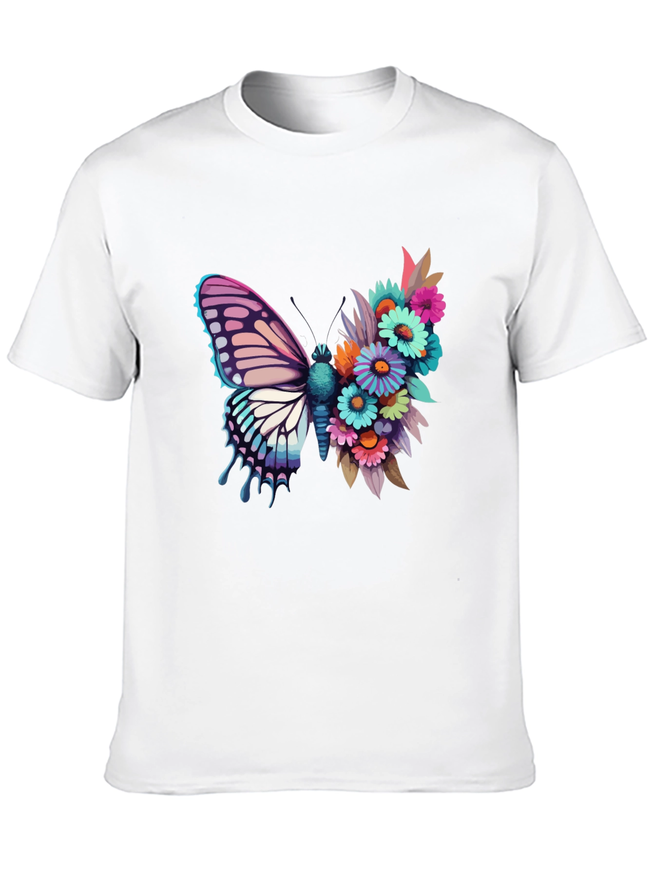 Butterfly Floral Graphic Tee - Black