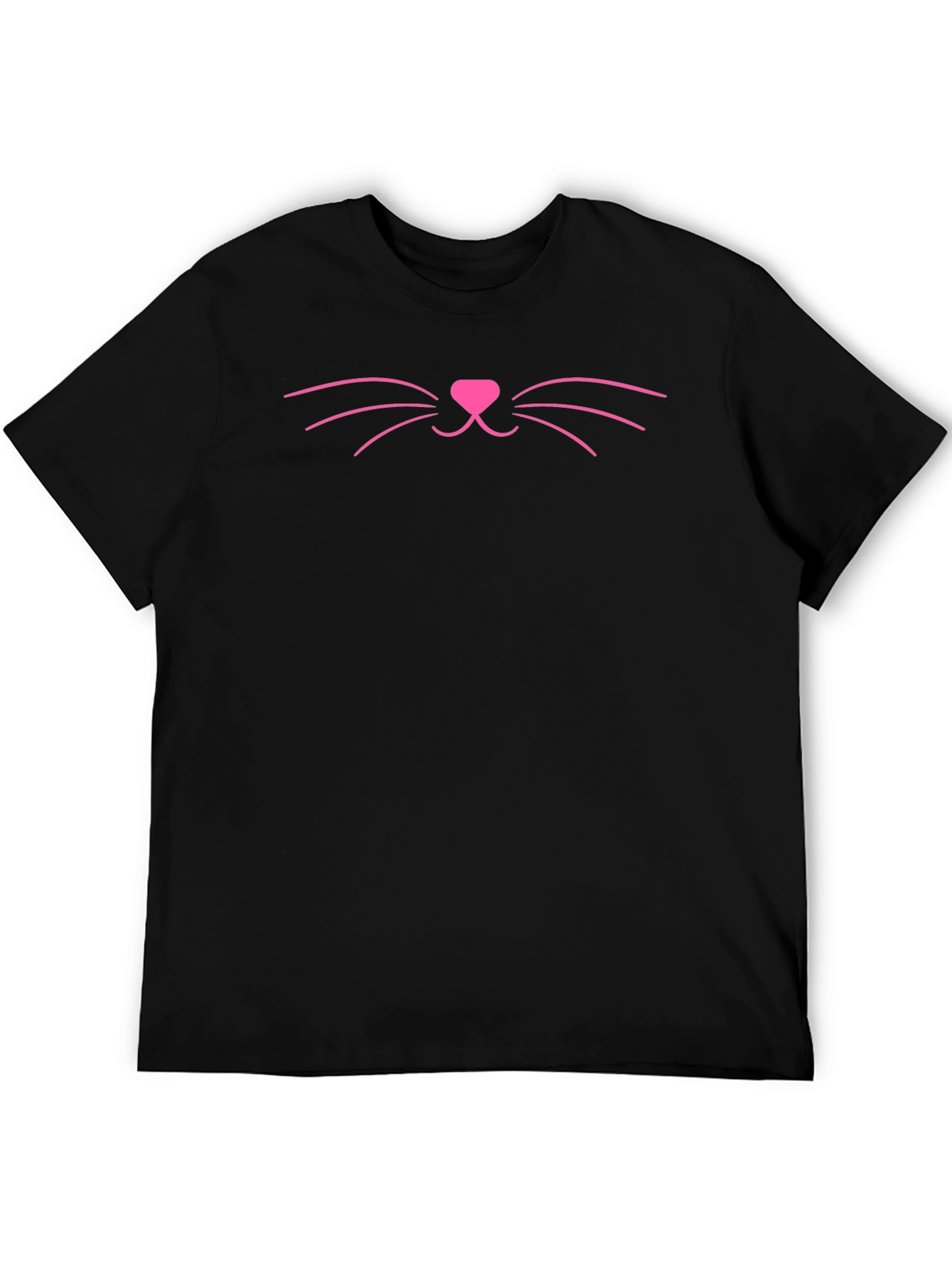 Cute Cat Face Graphic T-Shirt - Black