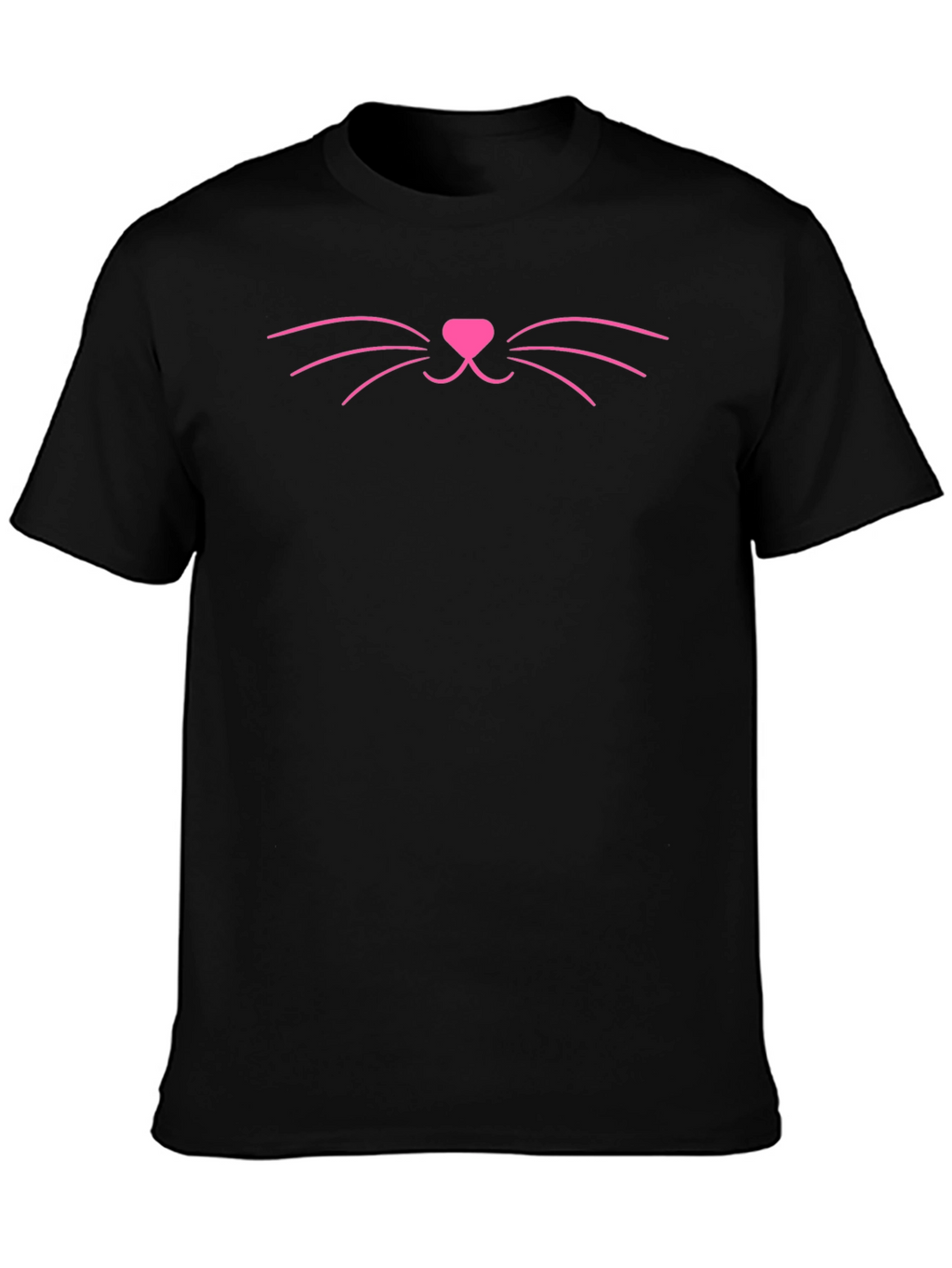 Cute Cat Face Graphic T-Shirt - Black
