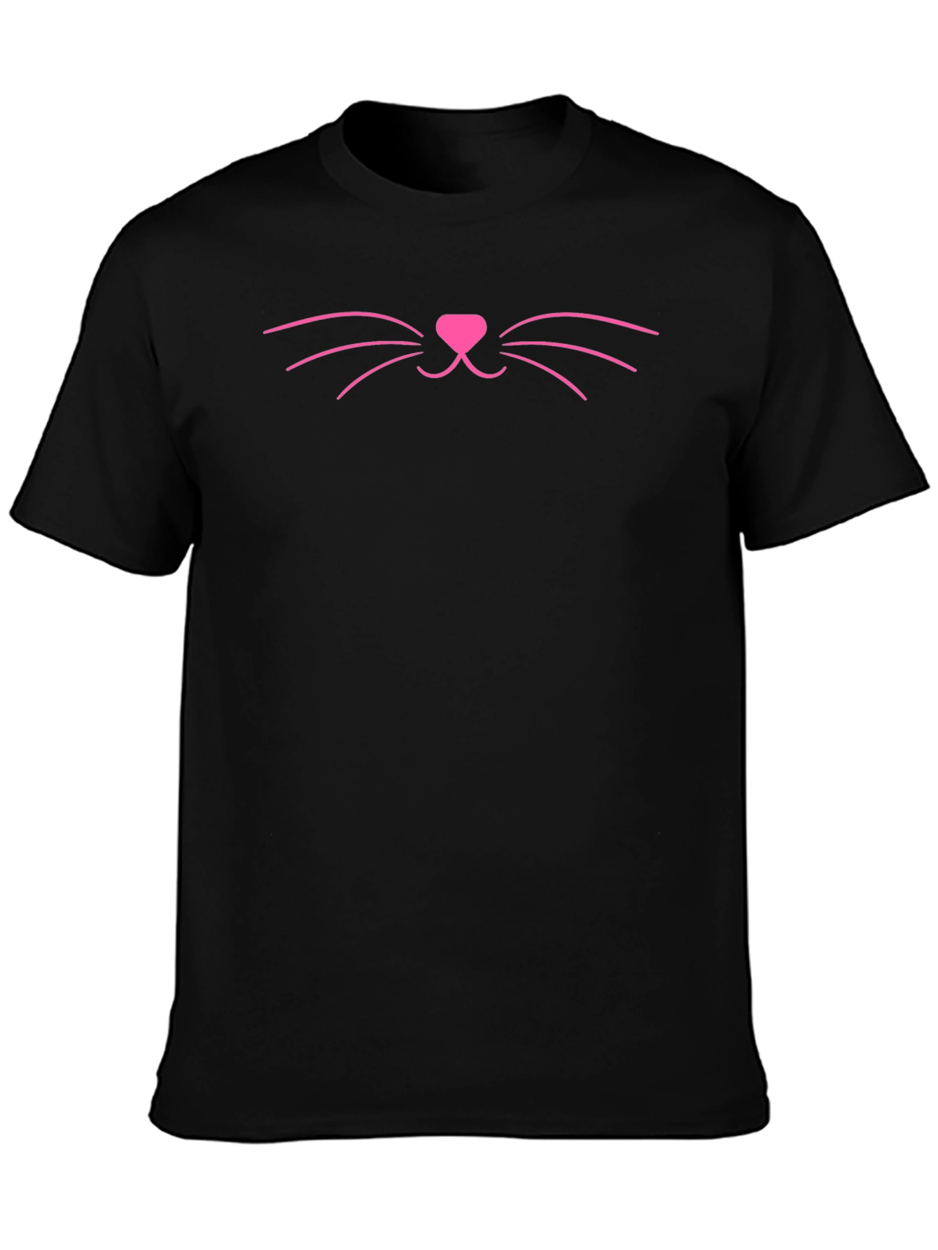 Cute Cat Face Graphic T-Shirt - Black