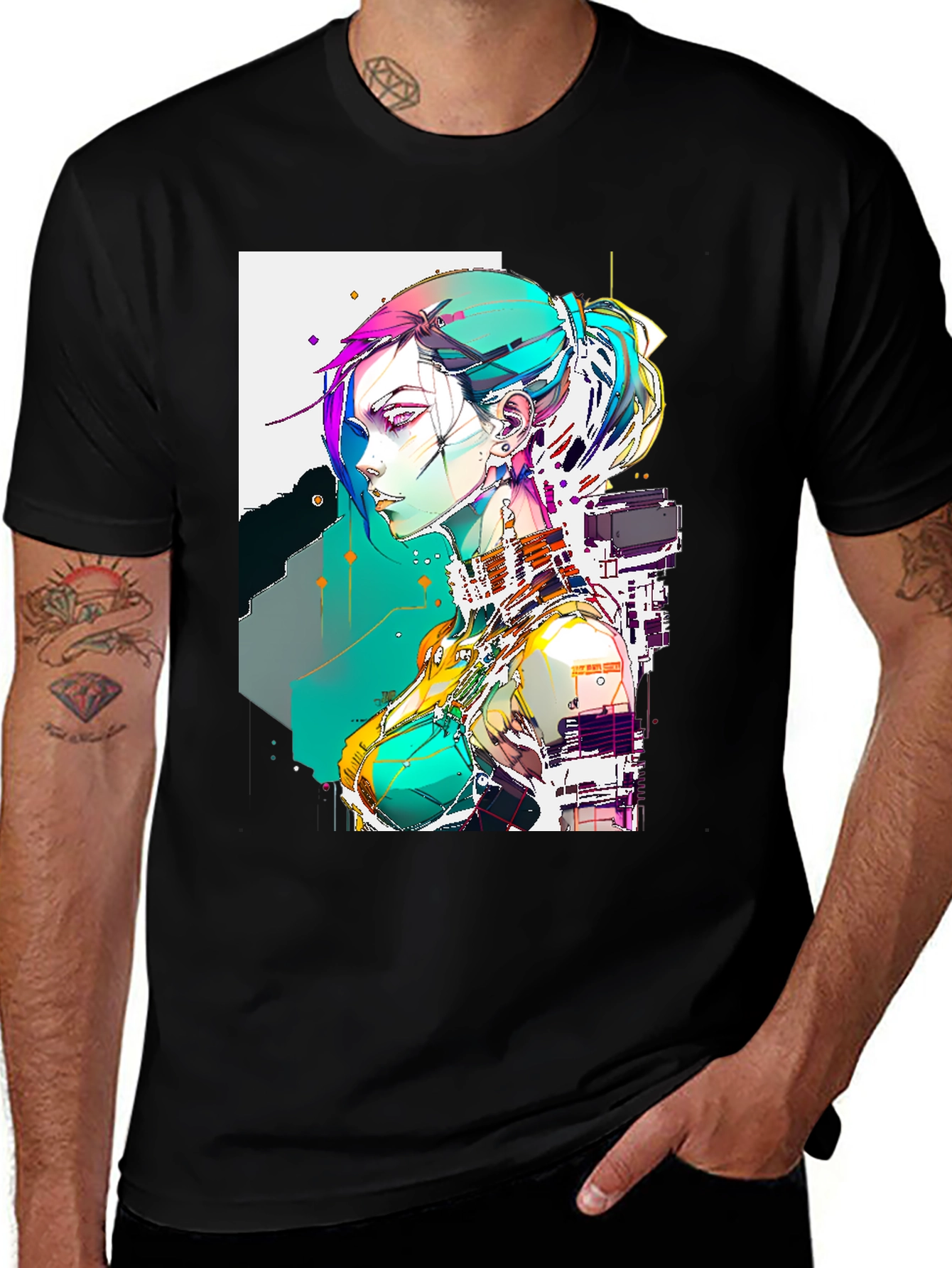 Cyberpunk Girl Graphic Tee - Cool Anime Style