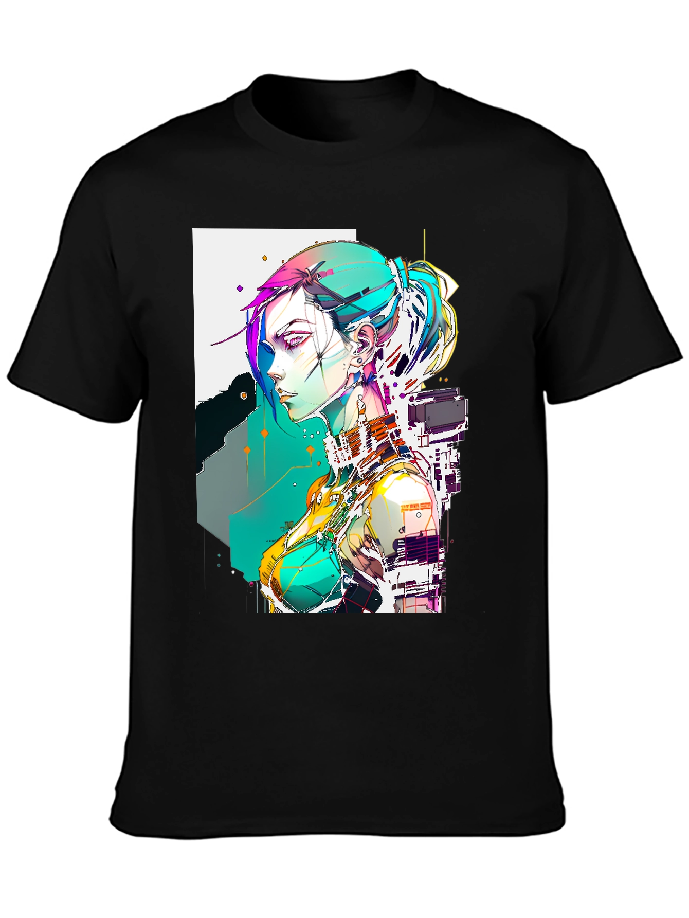 Cyberpunk Girl Graphic Tee - Cool Anime Style
