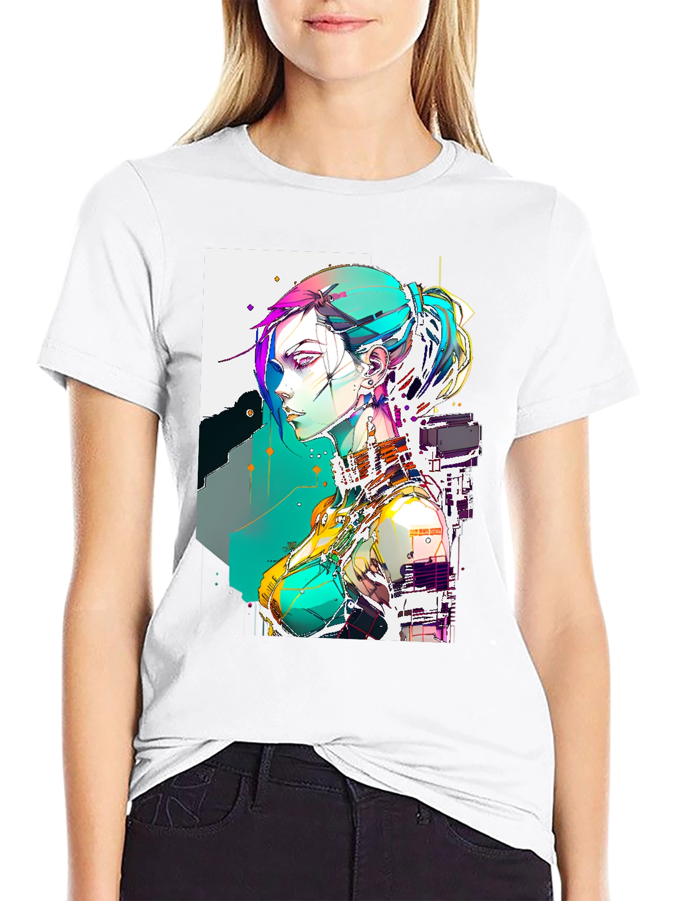 Cyberpunk Girl Graphic Tee - Cool Anime Style