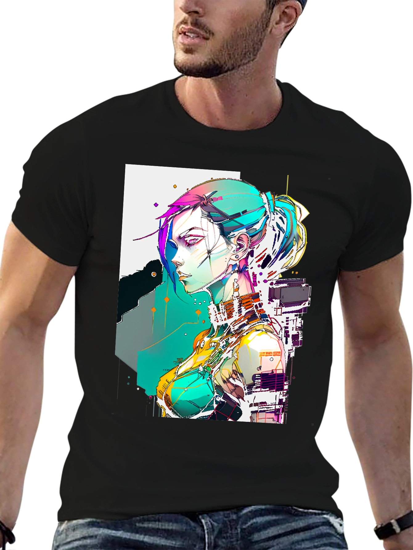 Cyberpunk Girl Graphic Tee - Cool Anime Style