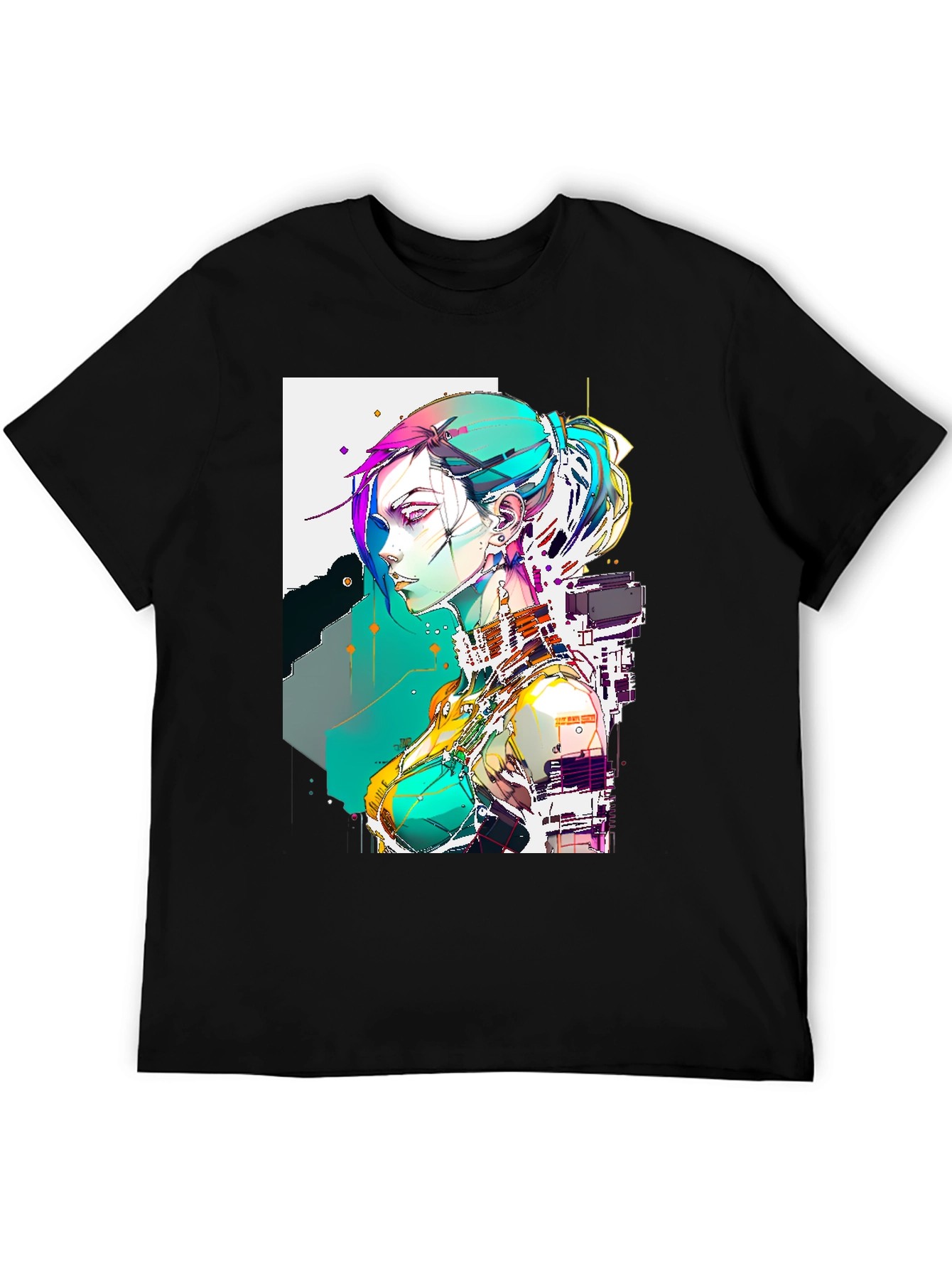 Cyberpunk Girl Graphic Tee - Cool Anime Style