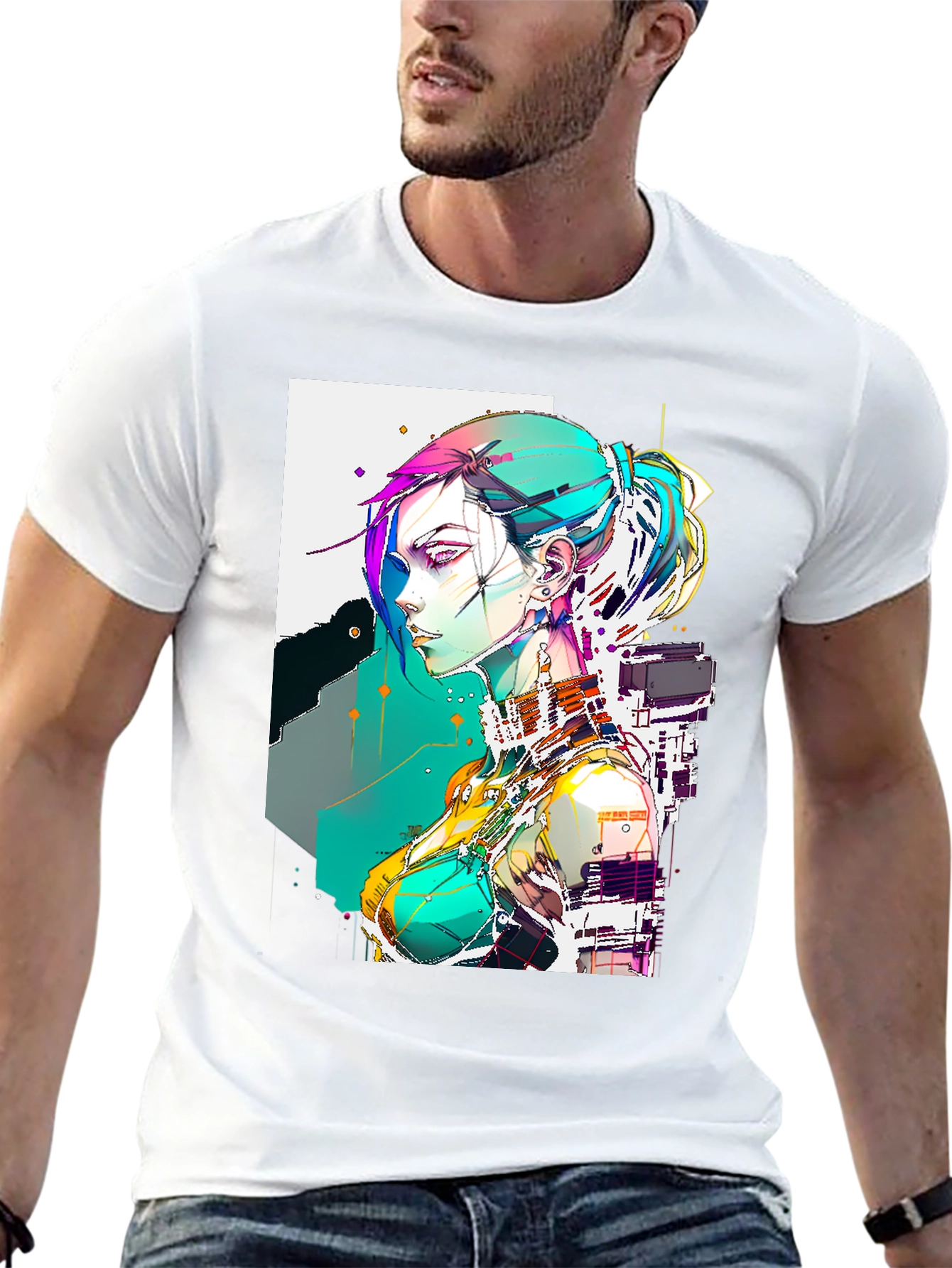 Cyberpunk Girl Graphic Tee - Cool Anime Style