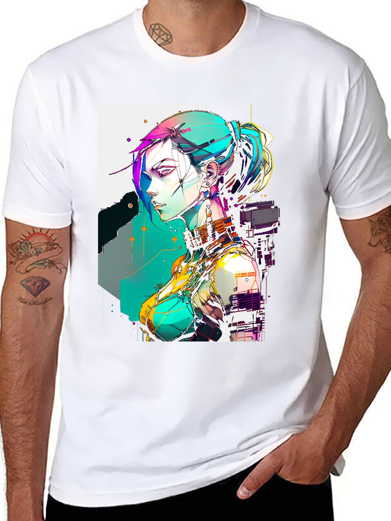 Cyberpunk Girl Graphic Tee - Cool Anime Style