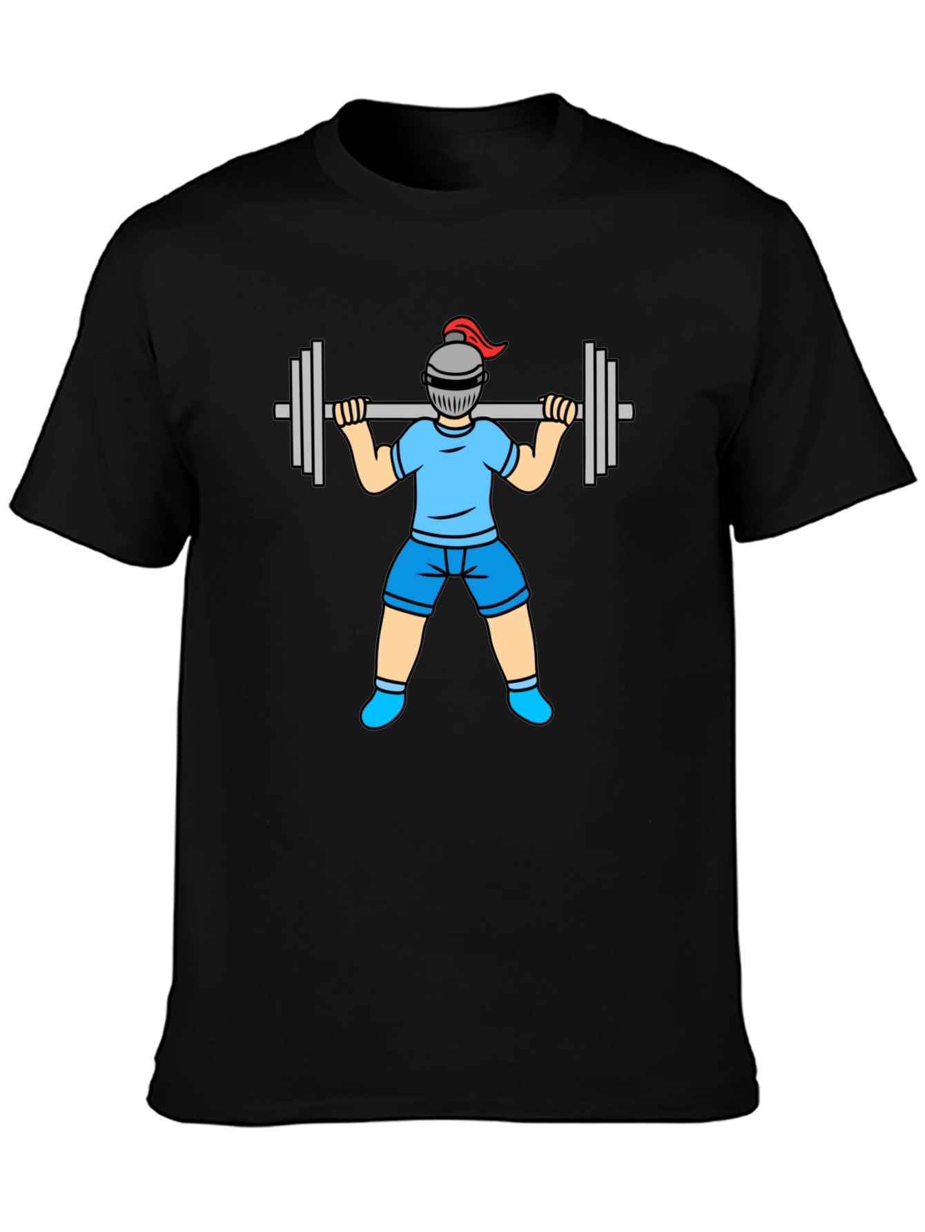 Funny Knight Lifting Weights Graphic Tee - Black