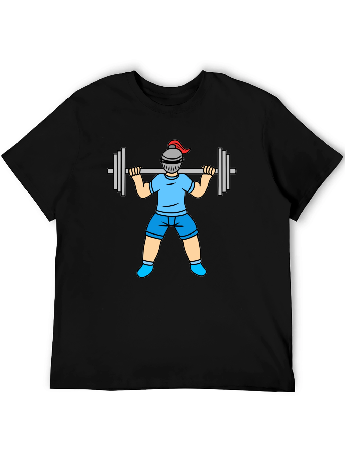 Funny Knight Lifting Weights Graphic Tee - Black