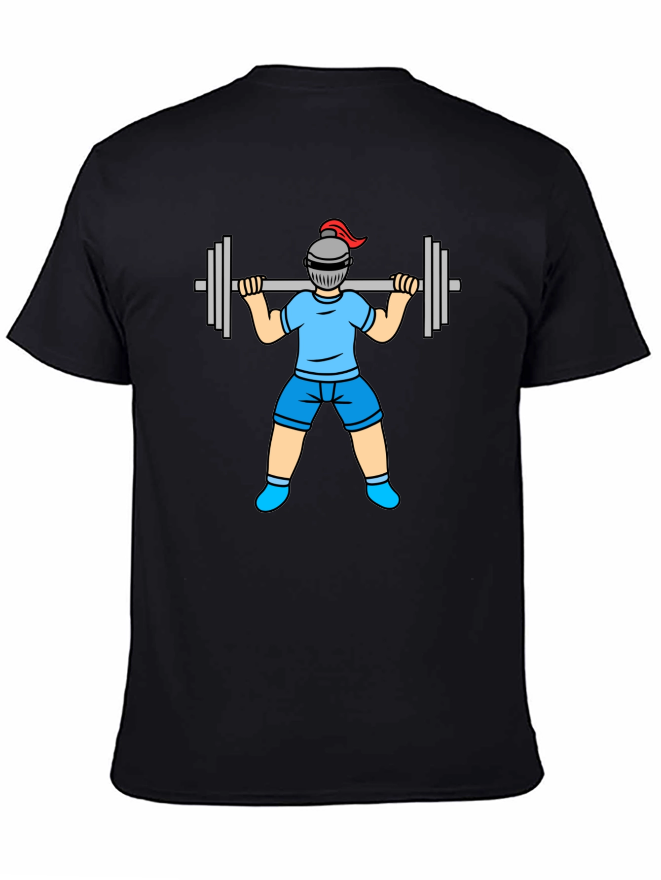 Funny Knight Lifting Weights Graphic Tee - Black