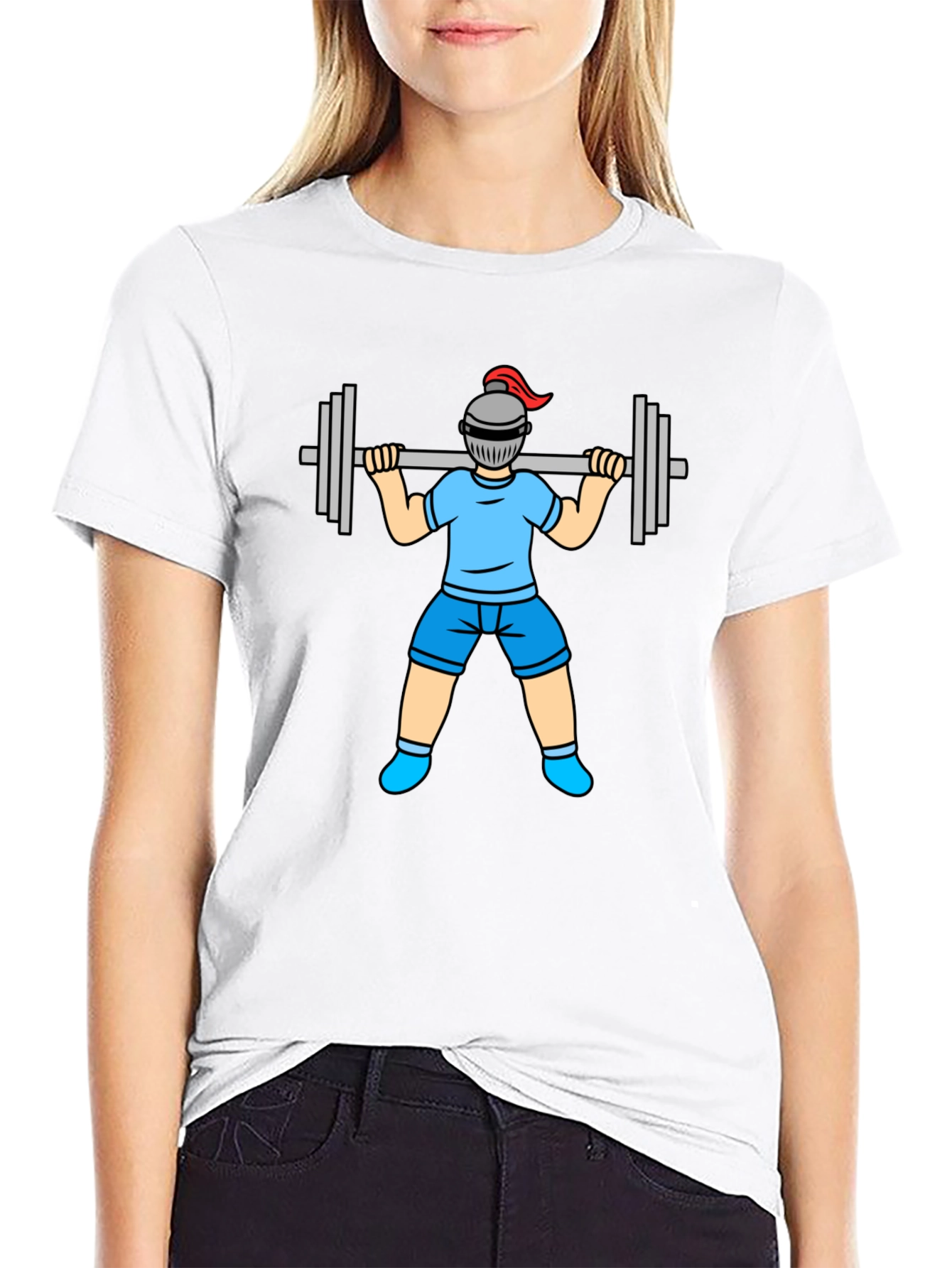 Funny Knight Lifting Weights Graphic Tee - Black