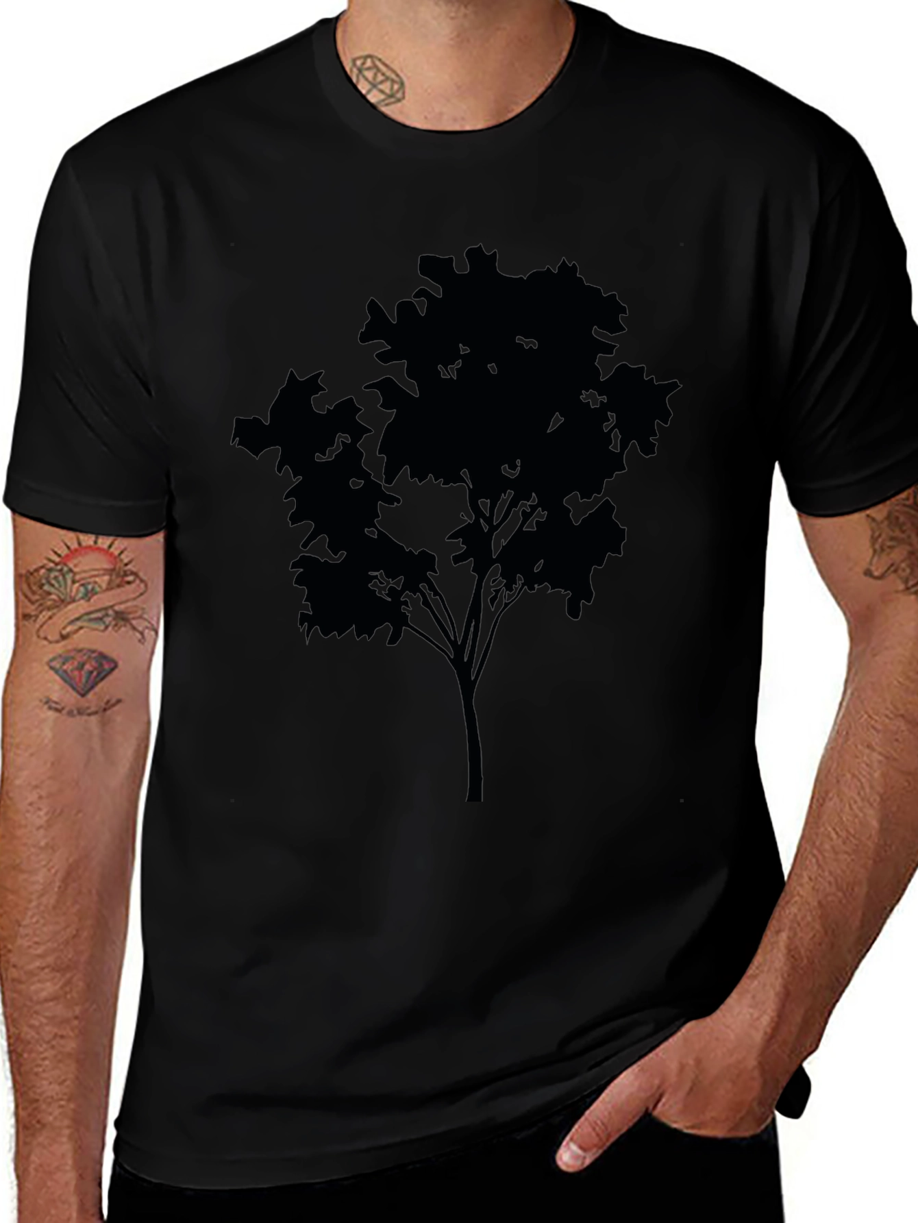 Black Tree Silhouette Graphic Tee