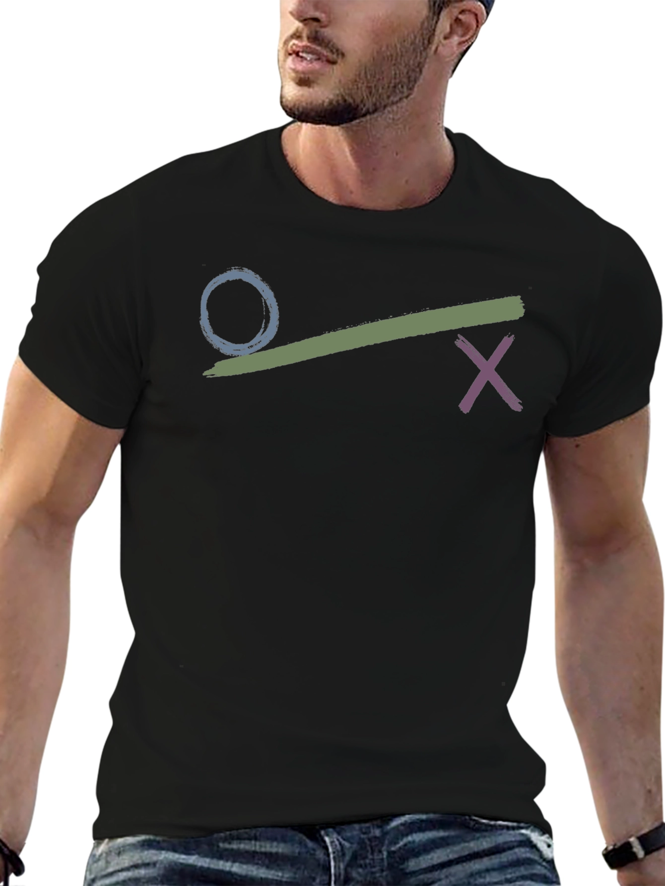 Circle Crossbrush Graphic Black T-Shirt