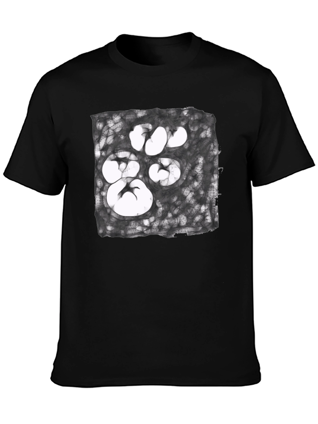 Abstract Paw Print Graphic Tee - Unisex Black T-Shirt