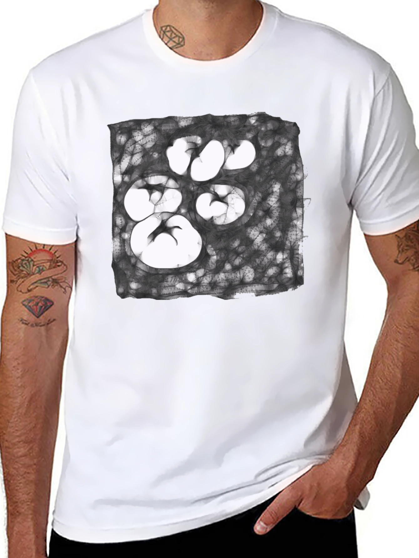 Abstract Paw Print Graphic Tee - Unisex Black T-Shirt