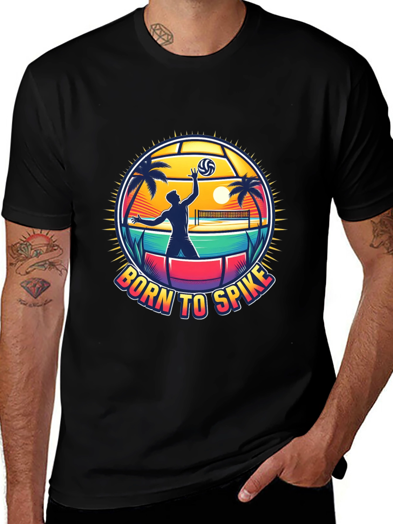 Born To Spike Volleyball T-Shirt - Beach Design
