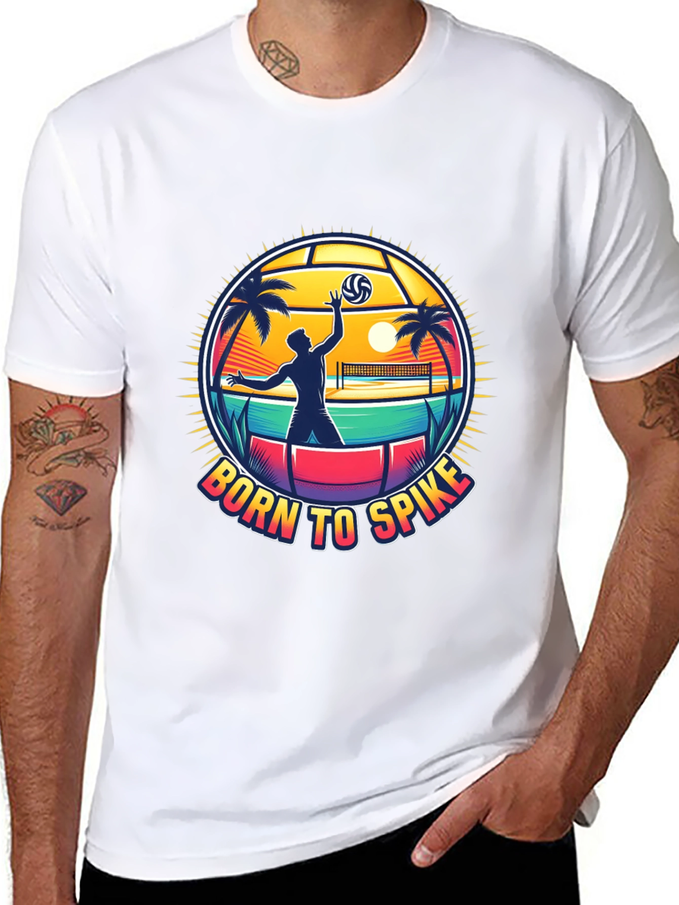 Born To Spike Volleyball T-Shirt - Beach Design