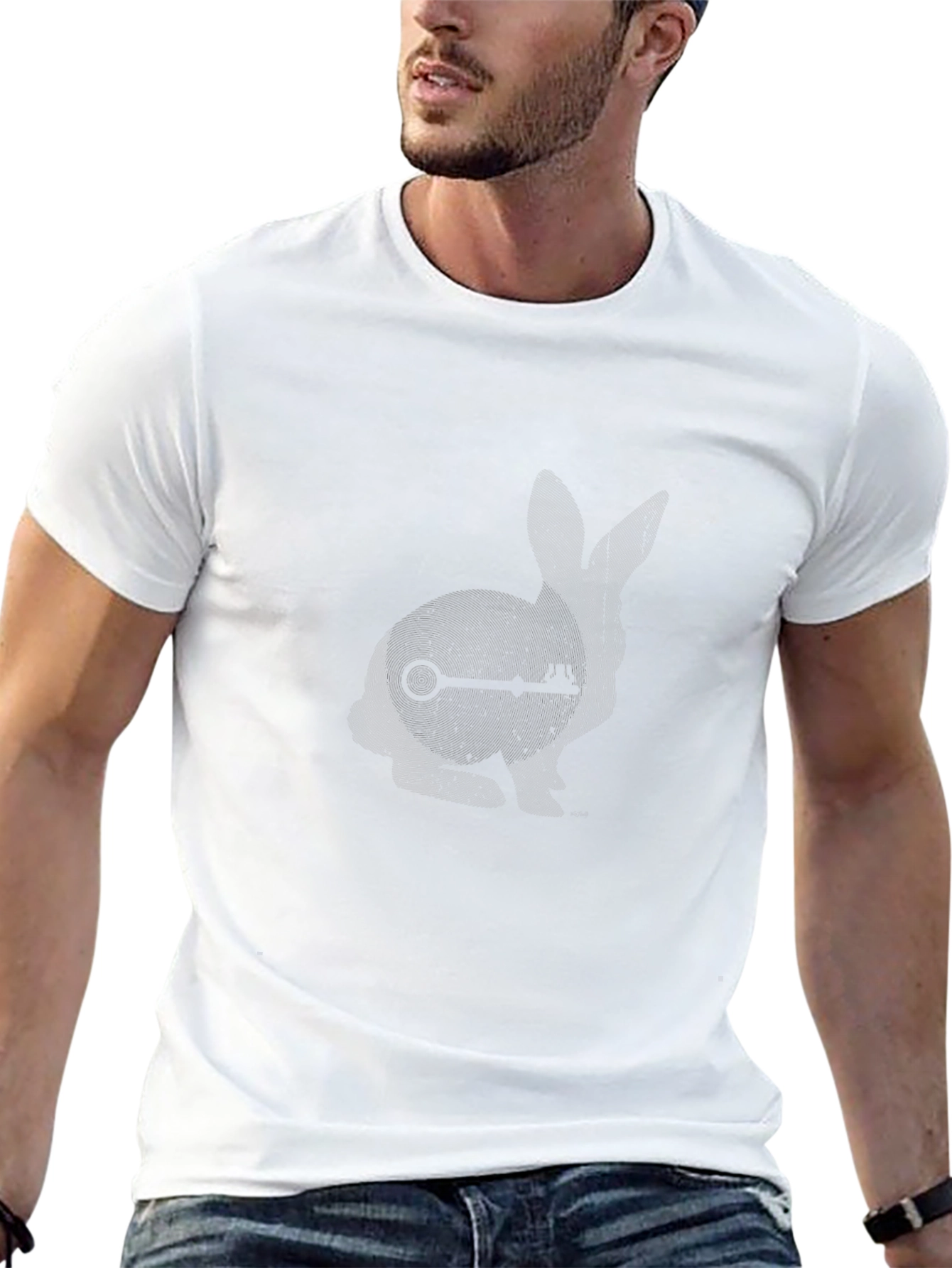 Abstract Rabbit Graphic T-Shirt - Black