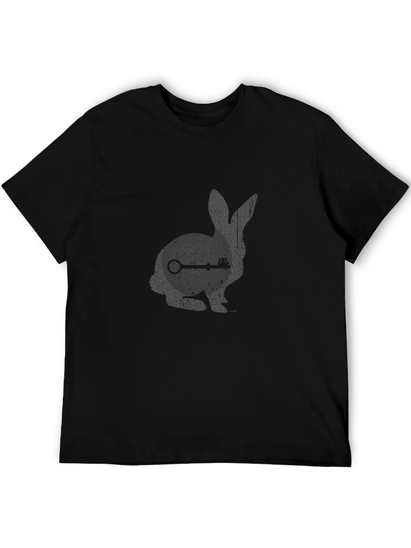 Abstract Rabbit Graphic T-Shirt - Black