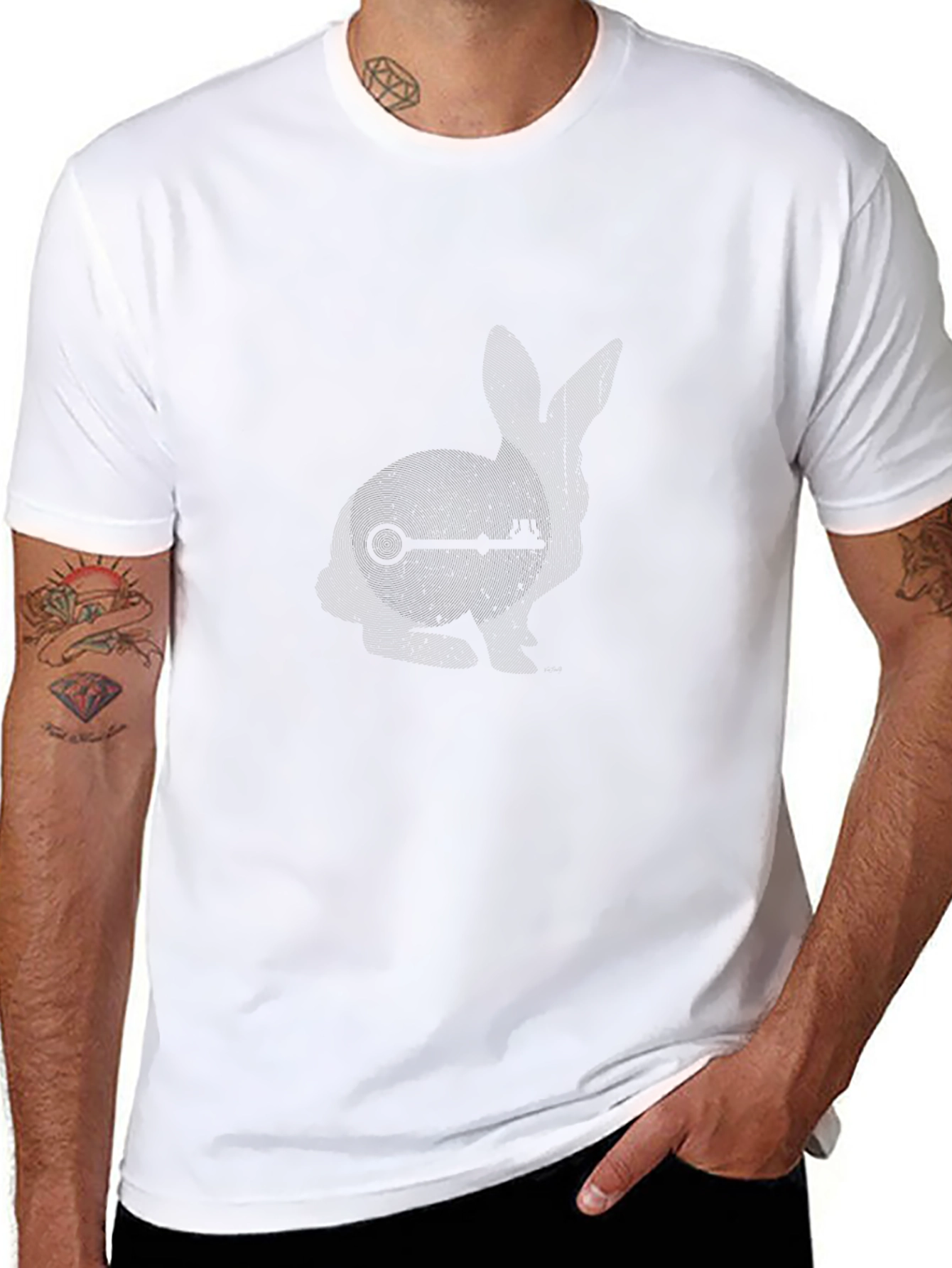 Abstract Rabbit Graphic T-Shirt - Black