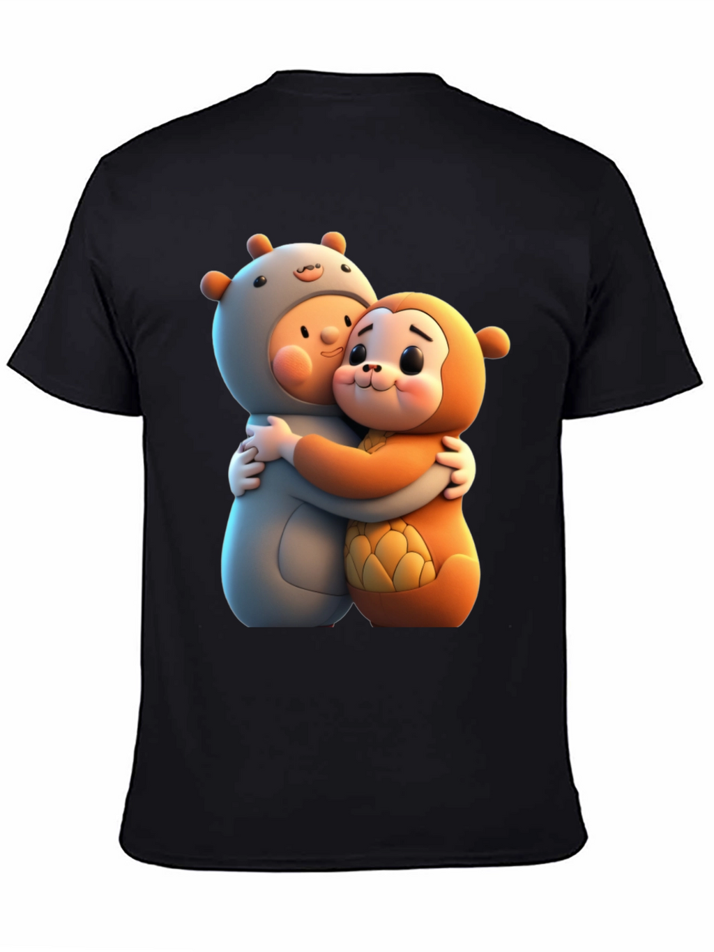 Cute Cartoon Character Hug Graphic Tee