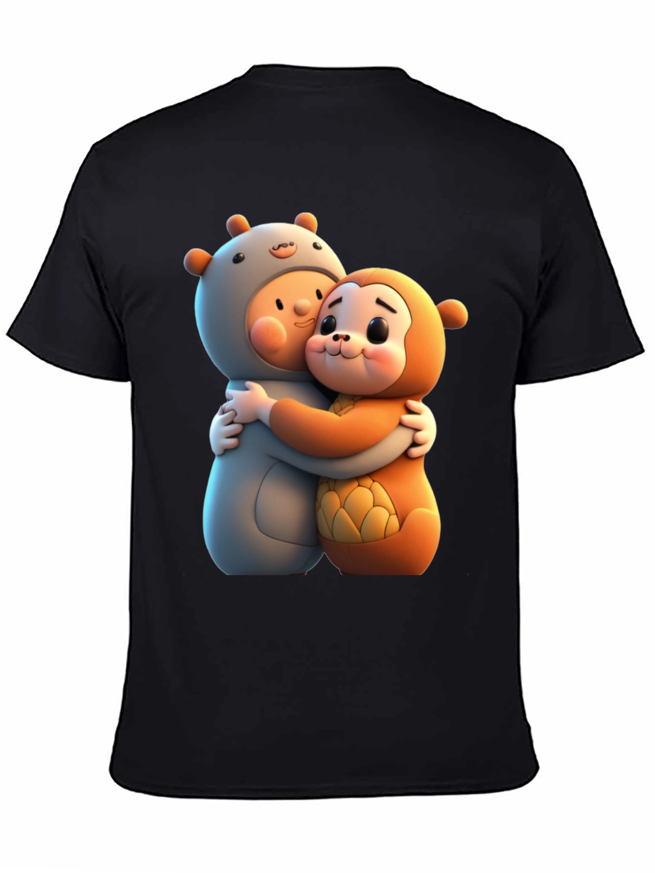 Cute Cartoon Character Hug Graphic Tee