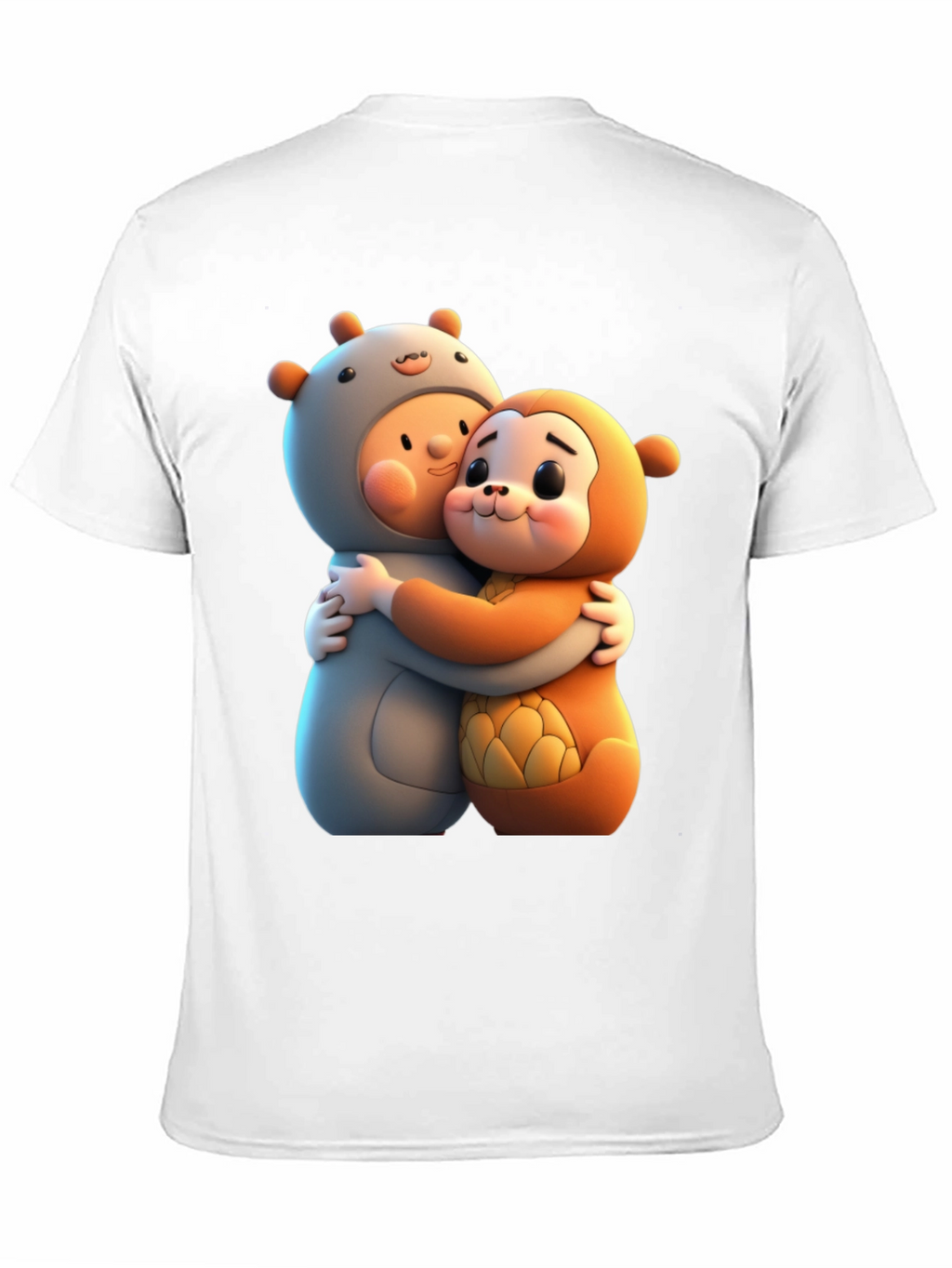 Cute Cartoon Character Hug Graphic Tee