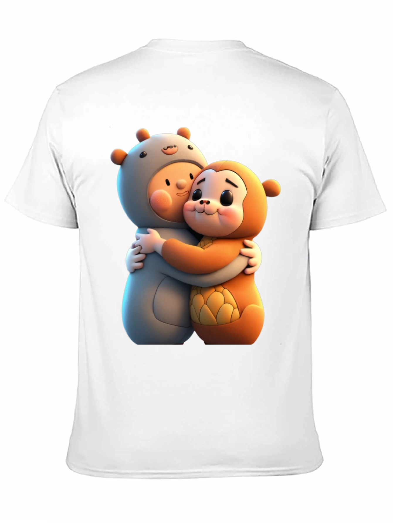 Cute Cartoon Character Hug Graphic Tee