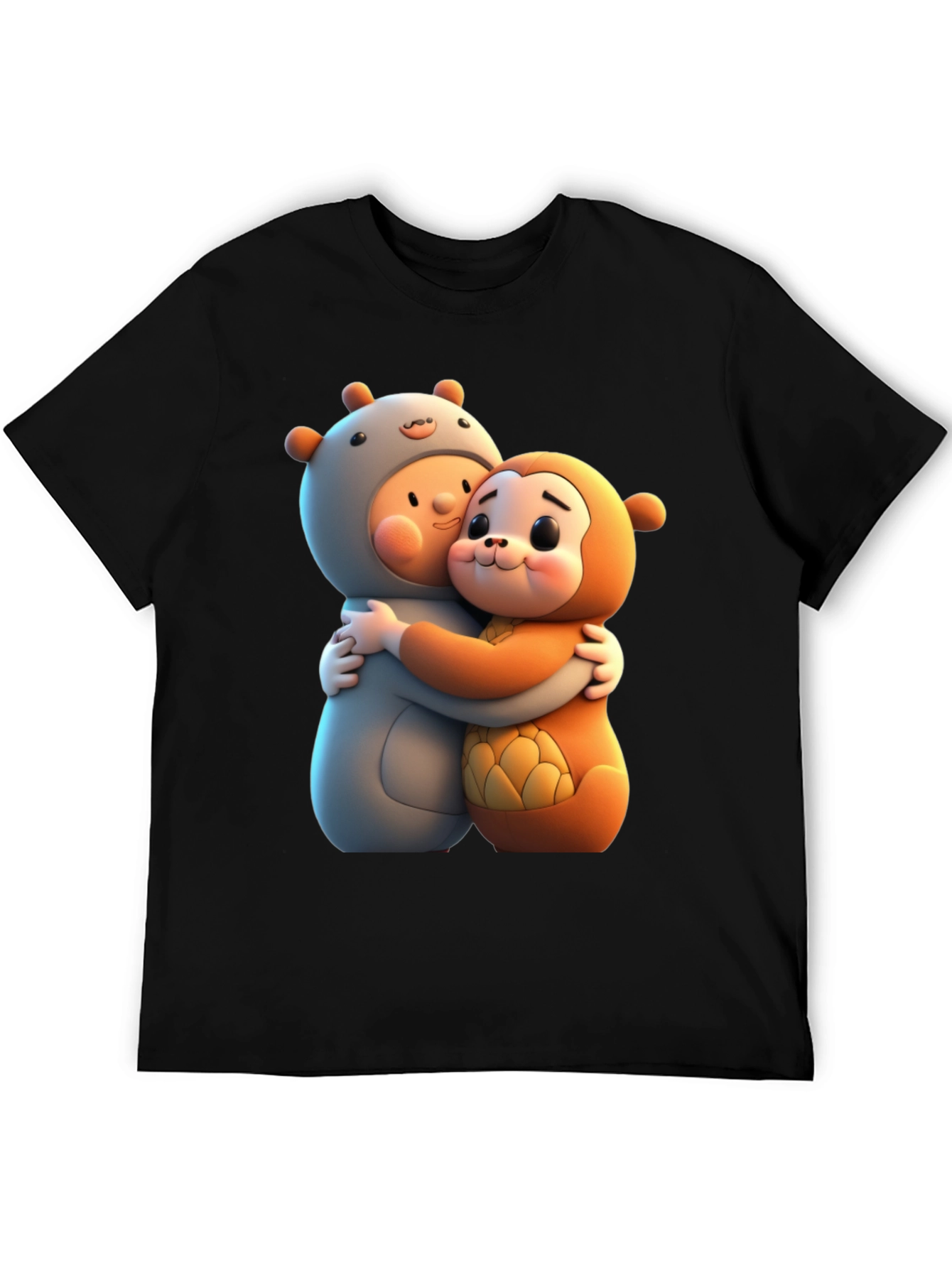 Cute Cartoon Character Hug Graphic Tee