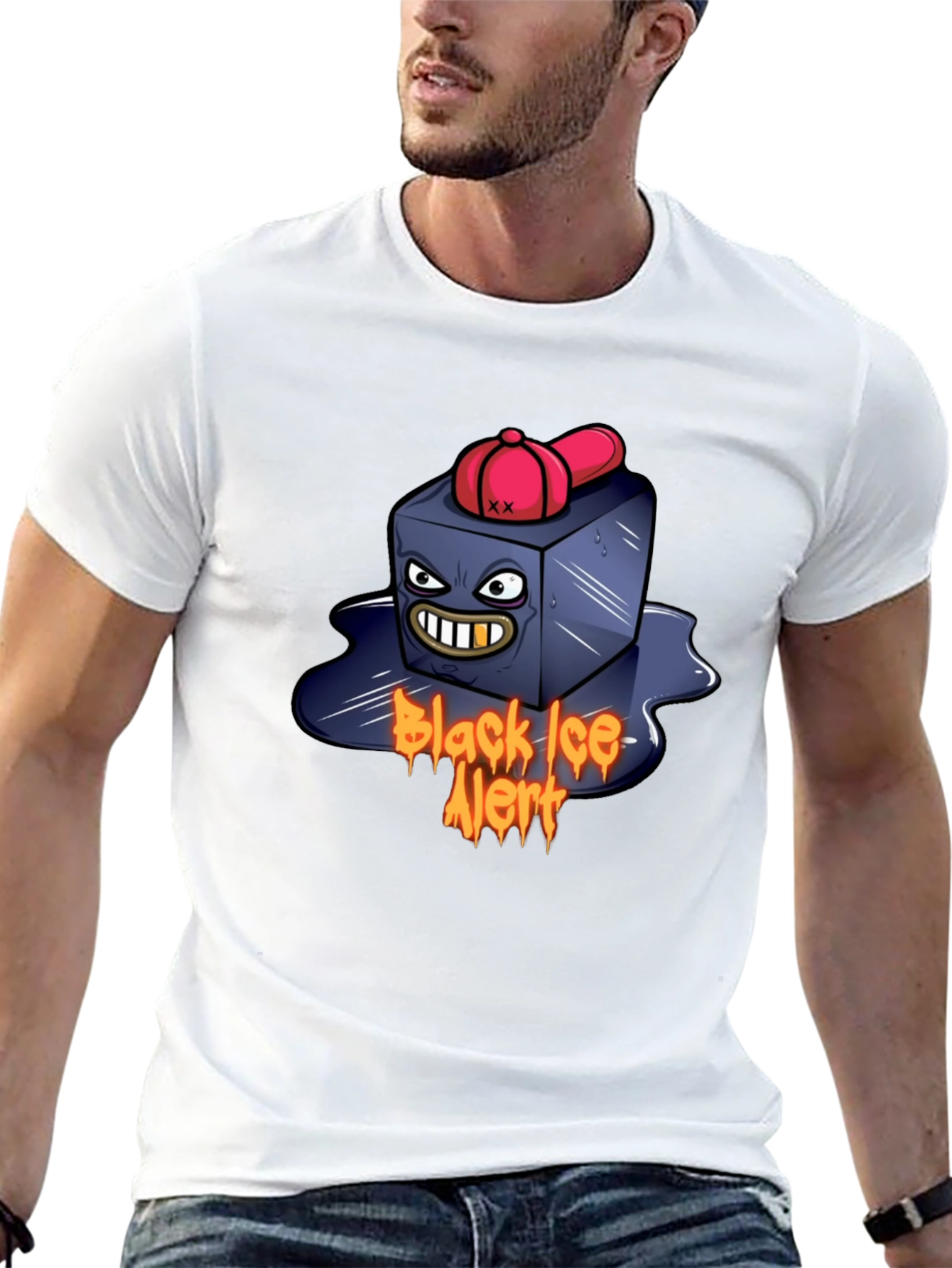 Black Ice Alert Graphic Tee - Unique Design