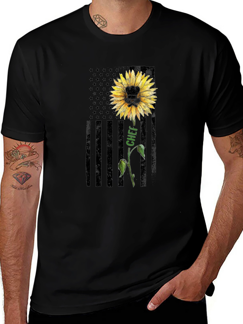 Chef Sunflower Graphic T-Shirt