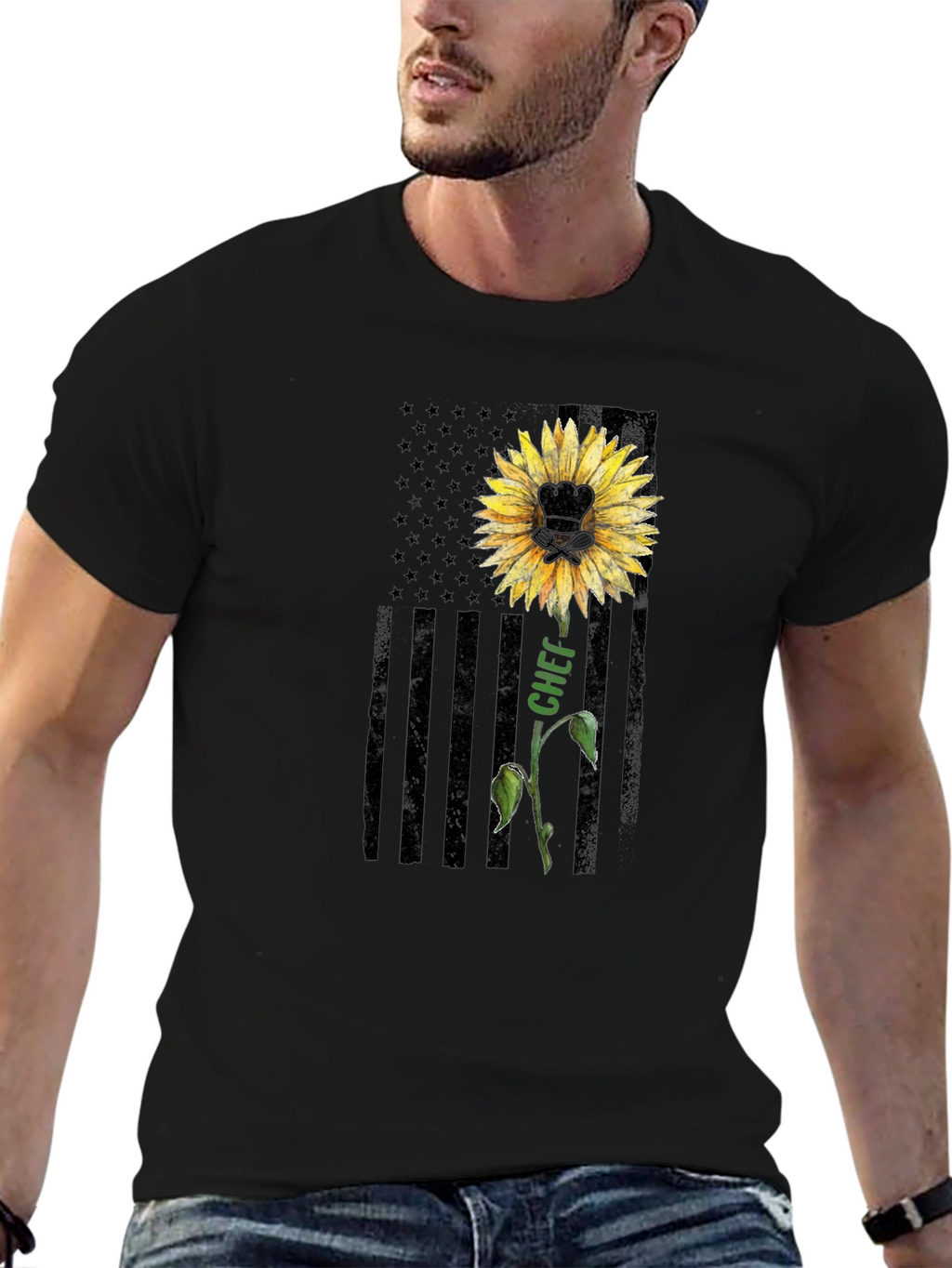 Chef Sunflower Graphic T-Shirt