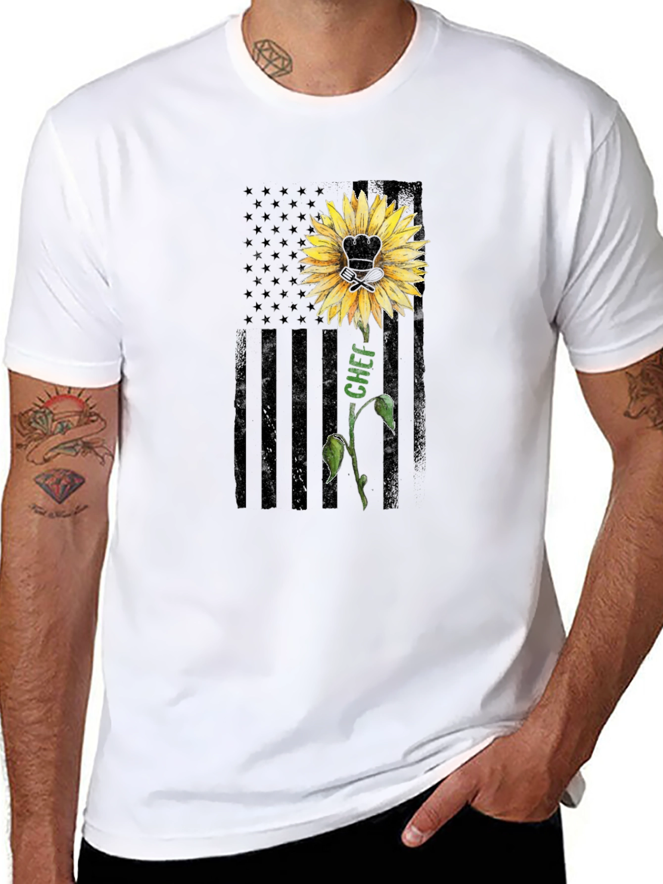 Chef Sunflower Graphic T-Shirt