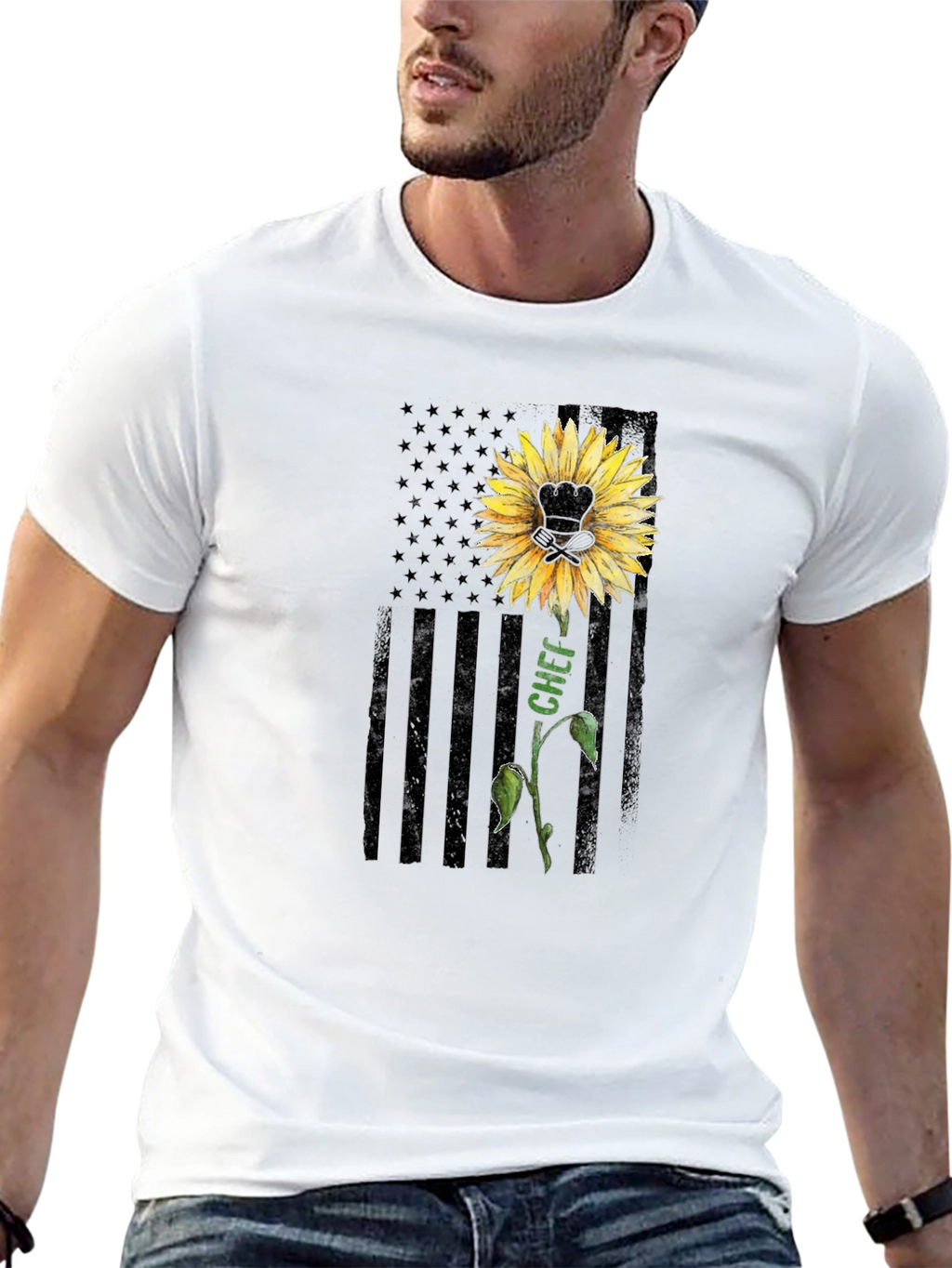 Chef Sunflower Graphic T-Shirt