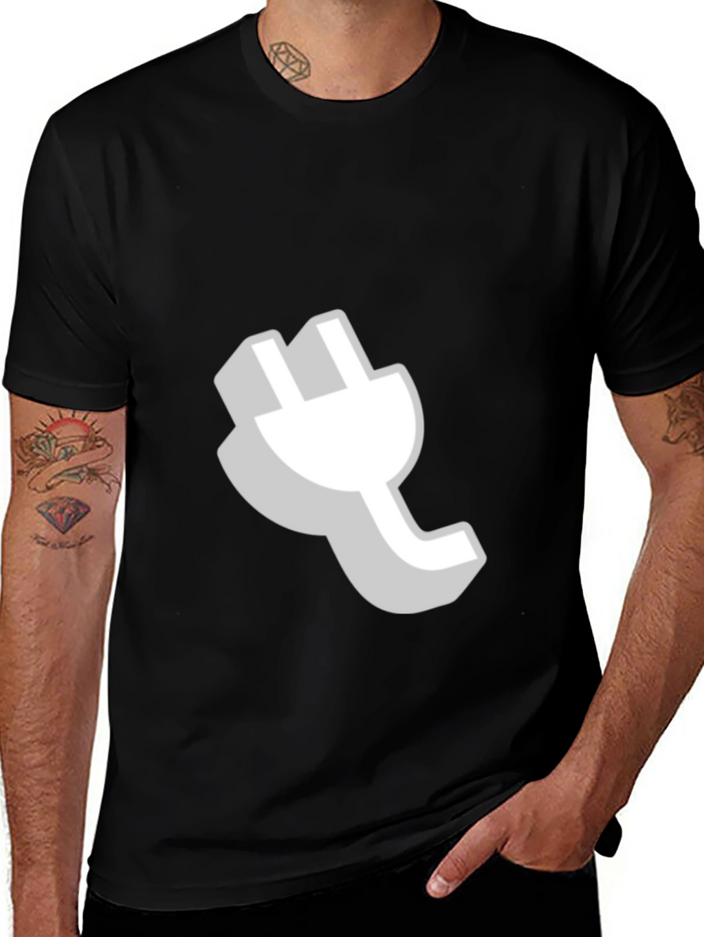 Cool Plug Graphic Black T-Shirt