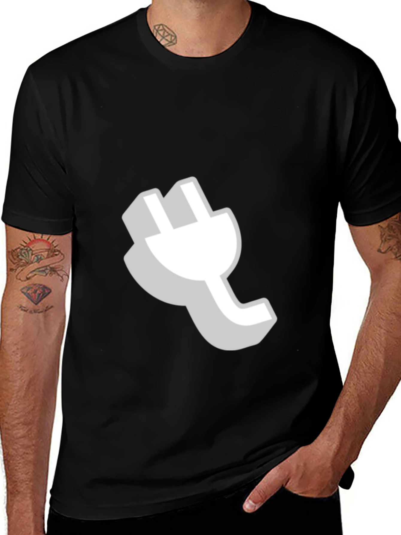 Cool Plug Graphic Black T-Shirt