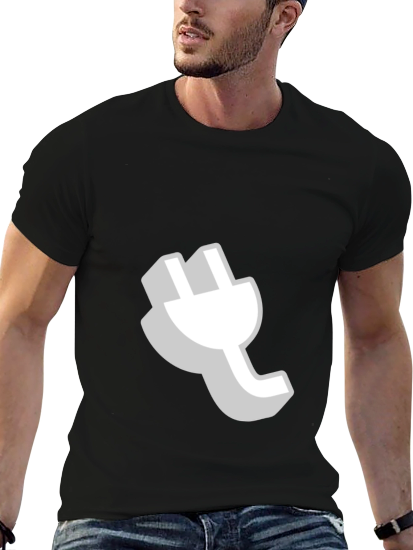 Cool Plug Graphic Black T-Shirt