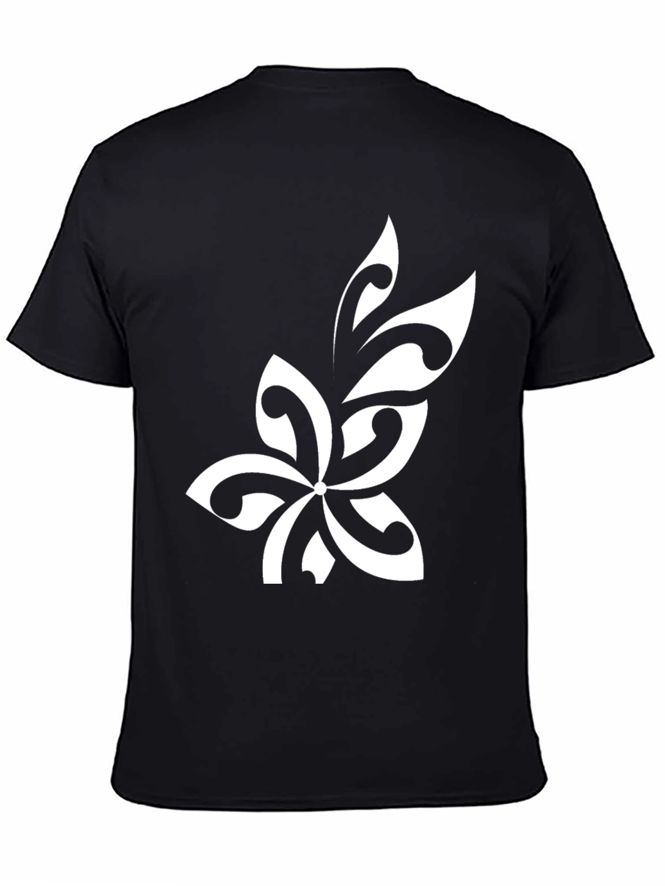 Tribal Flower Graphic Tee - Black Cotton Blend