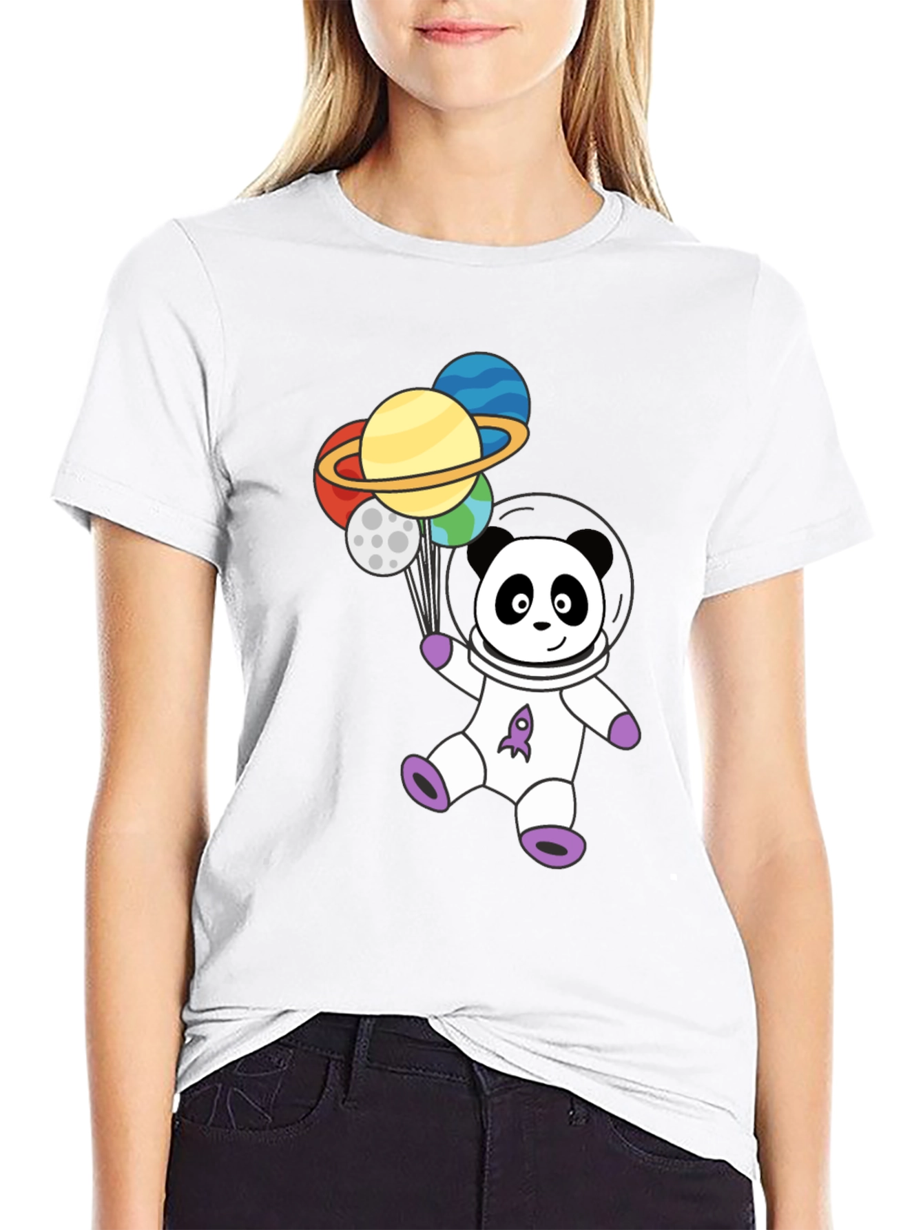 Astronaut Panda Planets Graphic Tee