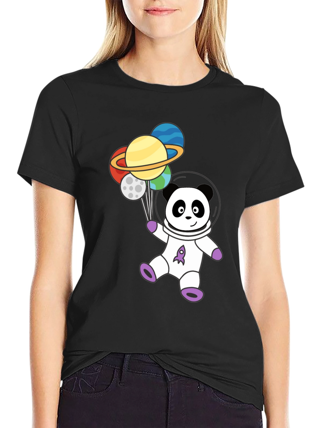 Astronaut Panda Planets Graphic Tee