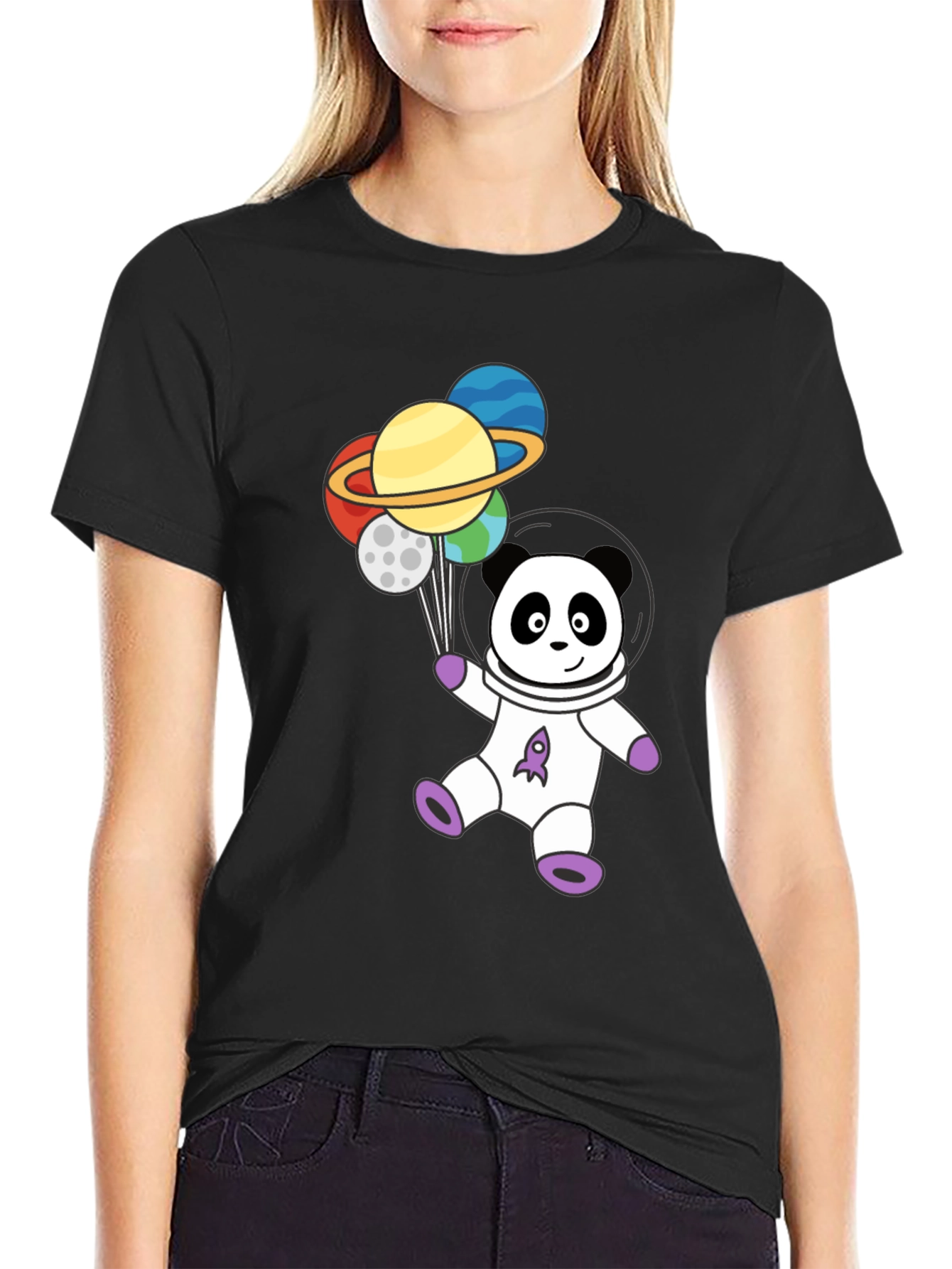 Astronaut Panda Planets Graphic Tee